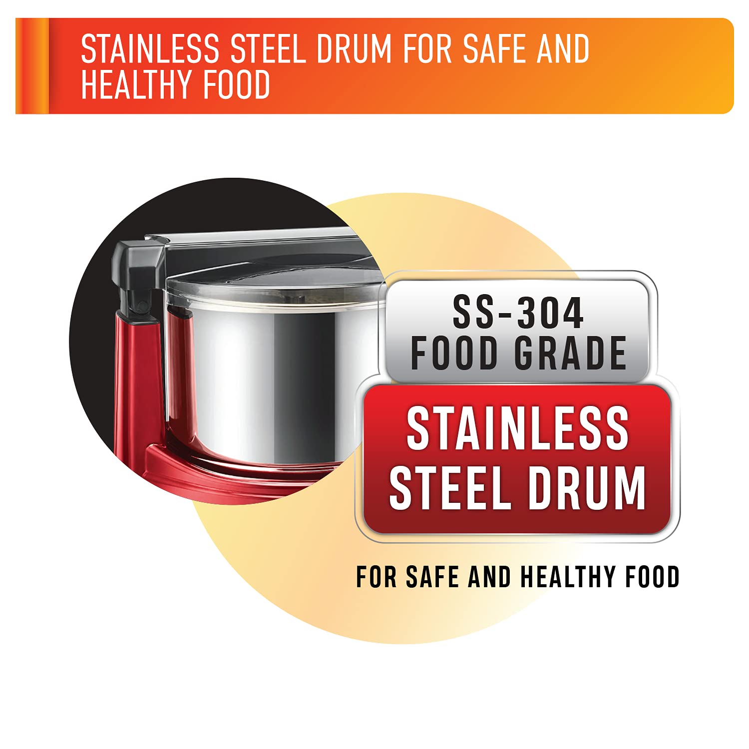 USHA Colossal DLX 2 Litres 2 Stones Wet Grinder with Coconut Scrapper & Atta Kneader (Sturdy High Torque Motor, Red)_5