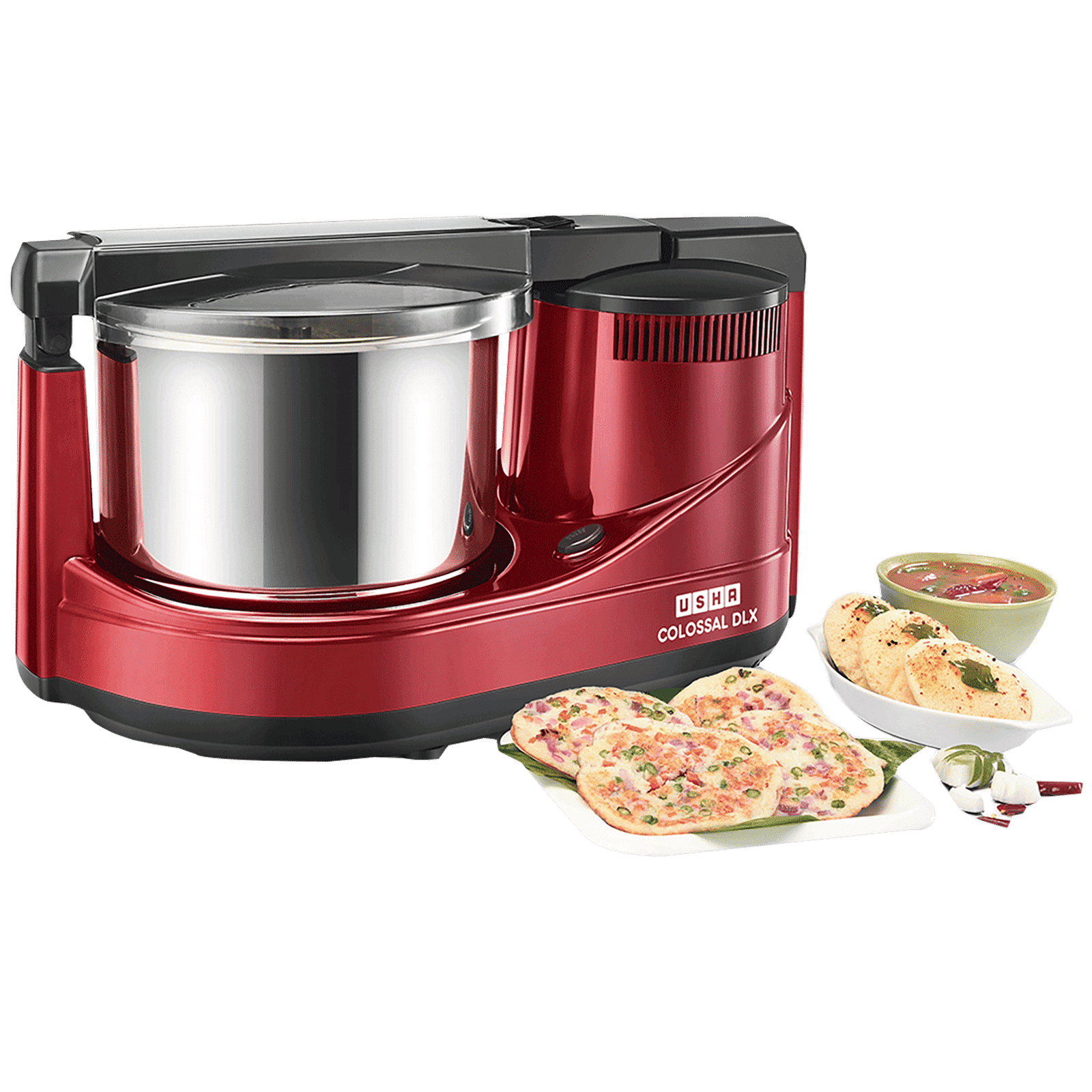 USHA Colossal DLX 2 Litres 2 Stones Wet Grinder with Coconut Scrapper & Atta Kneader (Sturdy High Torque Motor, Red)_10