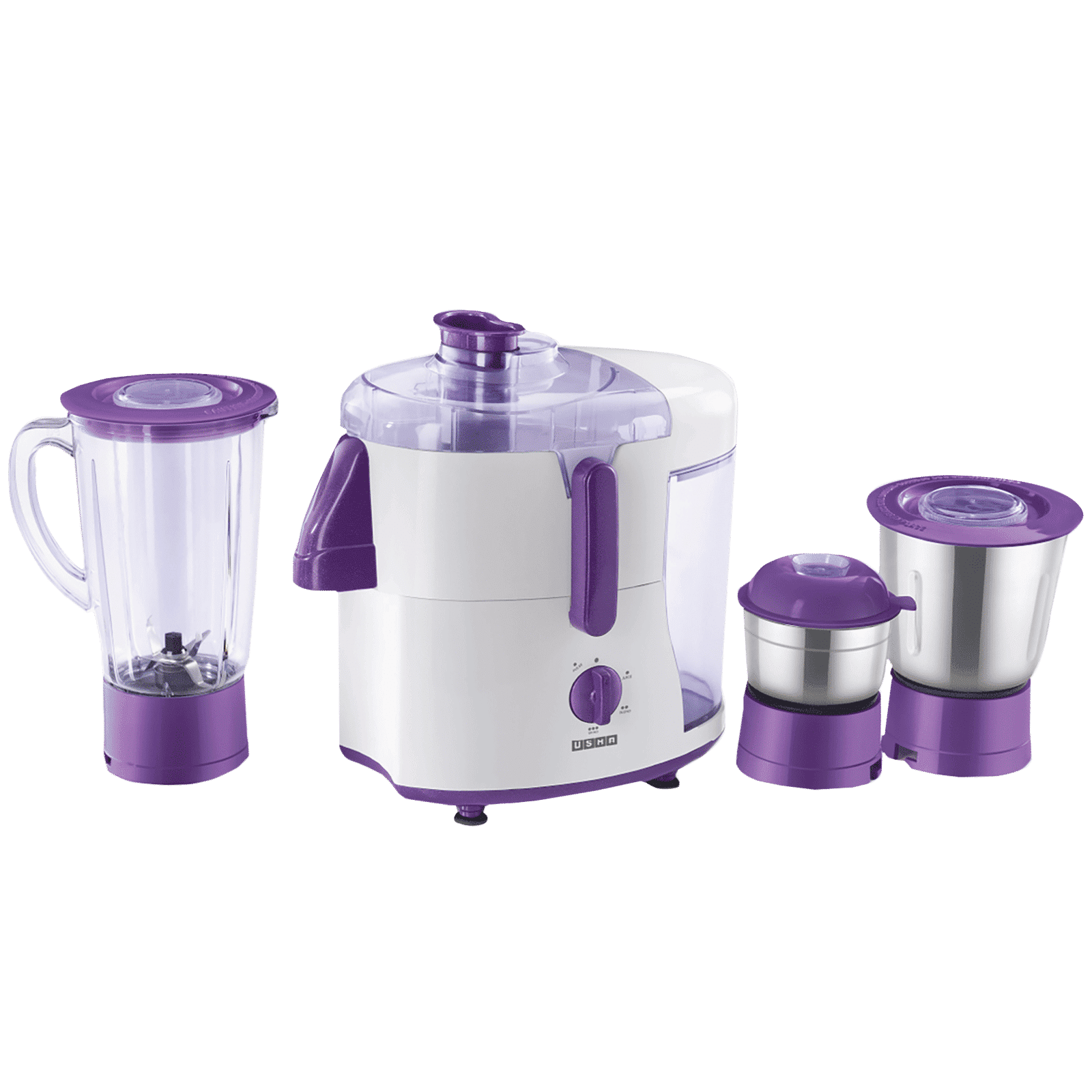 USHA 500 Watt 3 Jars Juicer Mixer Grinder (Anti-Skid Rubber Feet, Magenta/White)_1