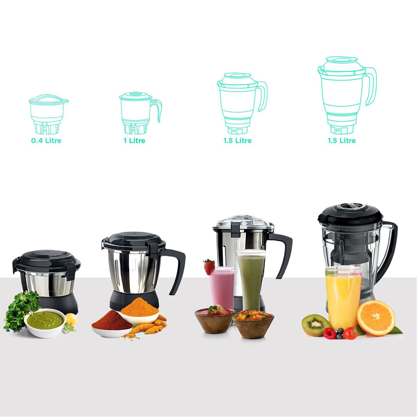 BOSCH TrueMixx 750 Watt 4 Jars Mixer Grinder (22000 RPM, HiFlux Motor, White)_4