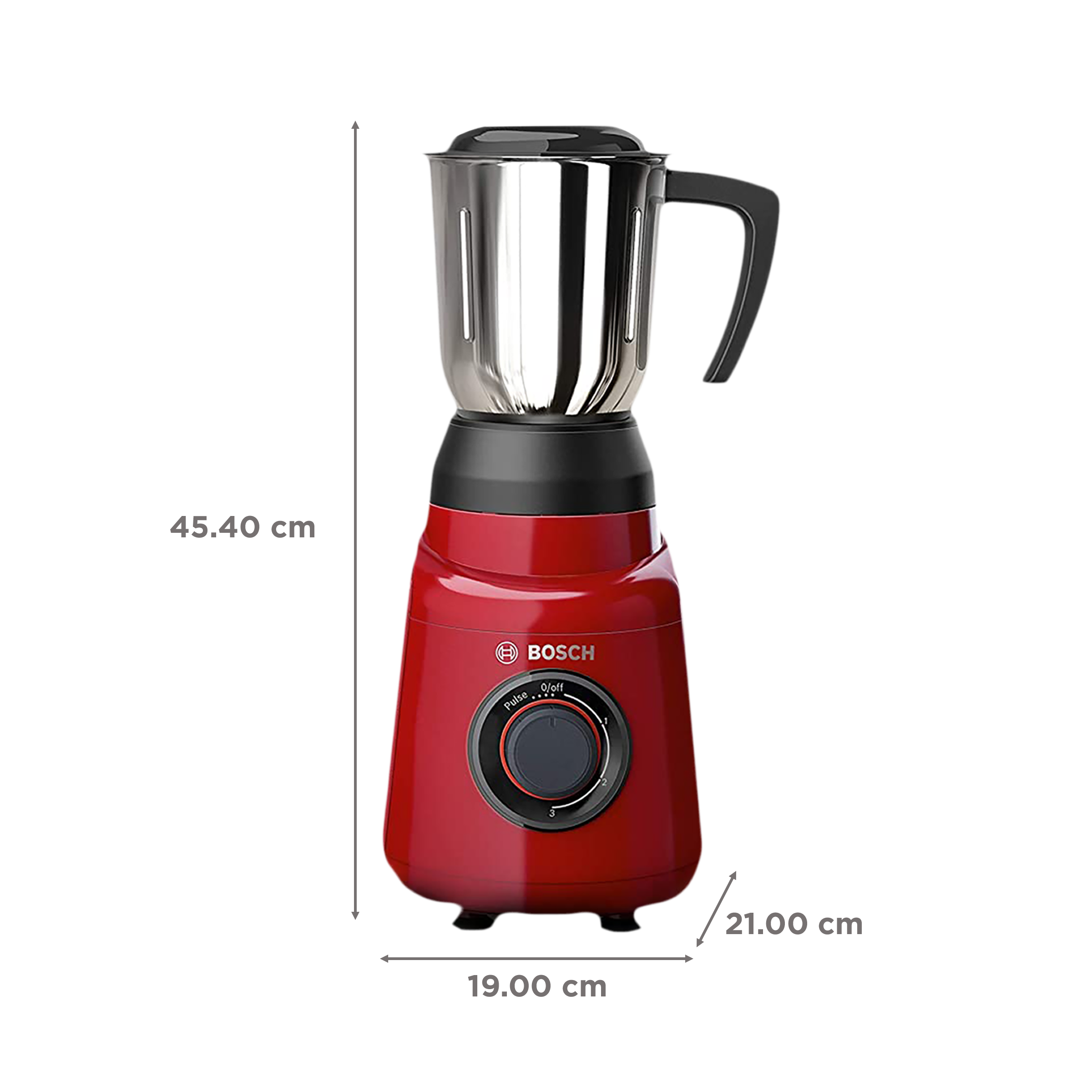 BOSCH TrueMixx Joy 500 Watt 3 Jars Mixer Grinder (22000 RPM, HiFlux Motor, Red)_3