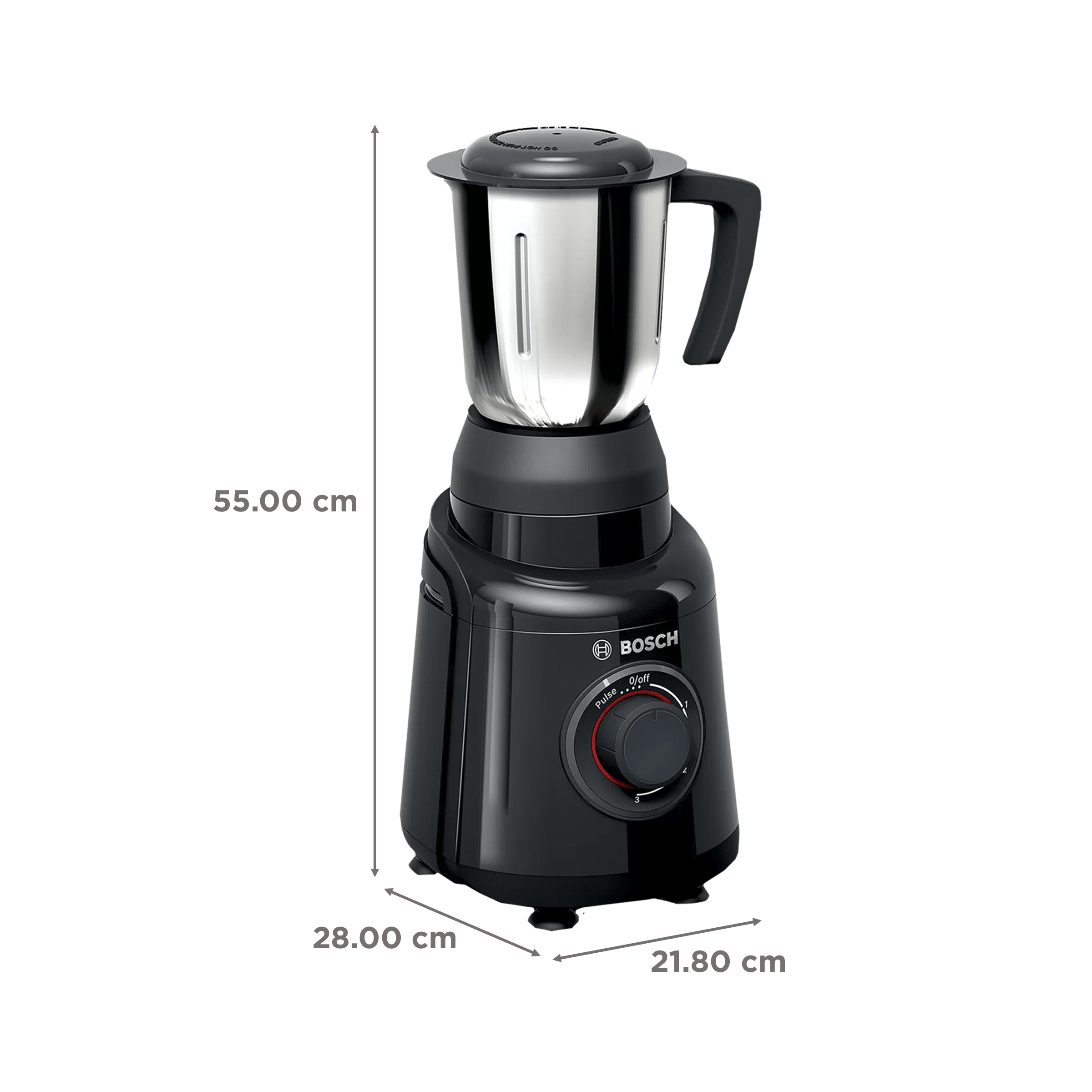 BOSCH TrueMixx Joy 500 Watt 3 Jars Mixer Grinder (22000 RPM, HiFlux Motor, Black)_3