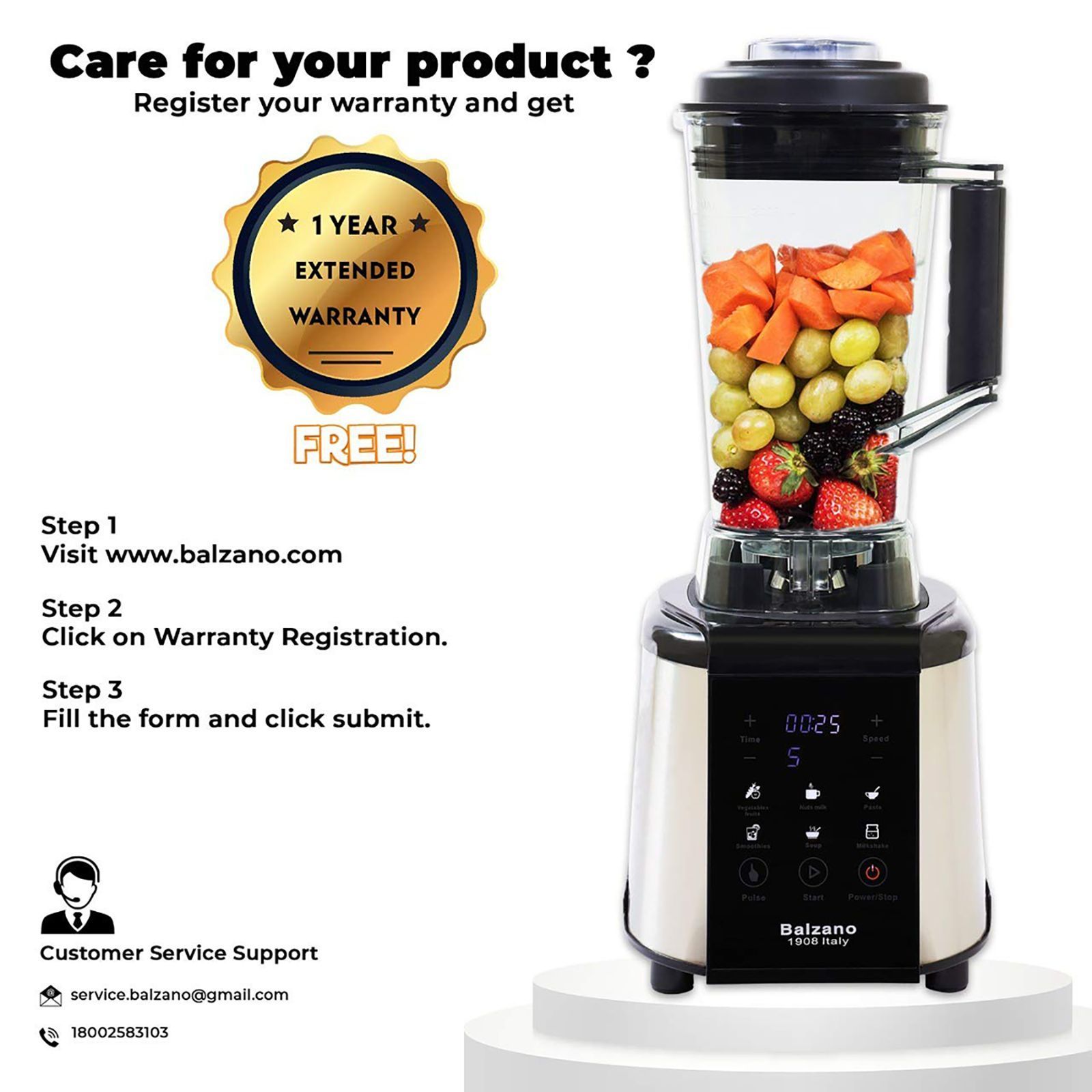 Balzano 1800 Watt 1 Jar Blender (28000 RPM, Intelligence Auto Cutoff, Silver)_4