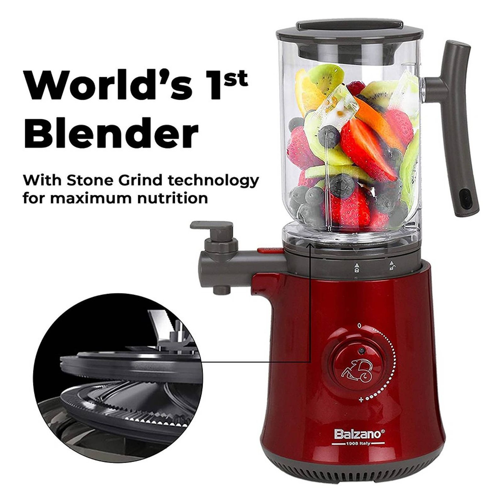 Balzano Yoga 600 Watt 1 Jar Blender (7000 RPM, Low Oxidation & Noise, Red)_11