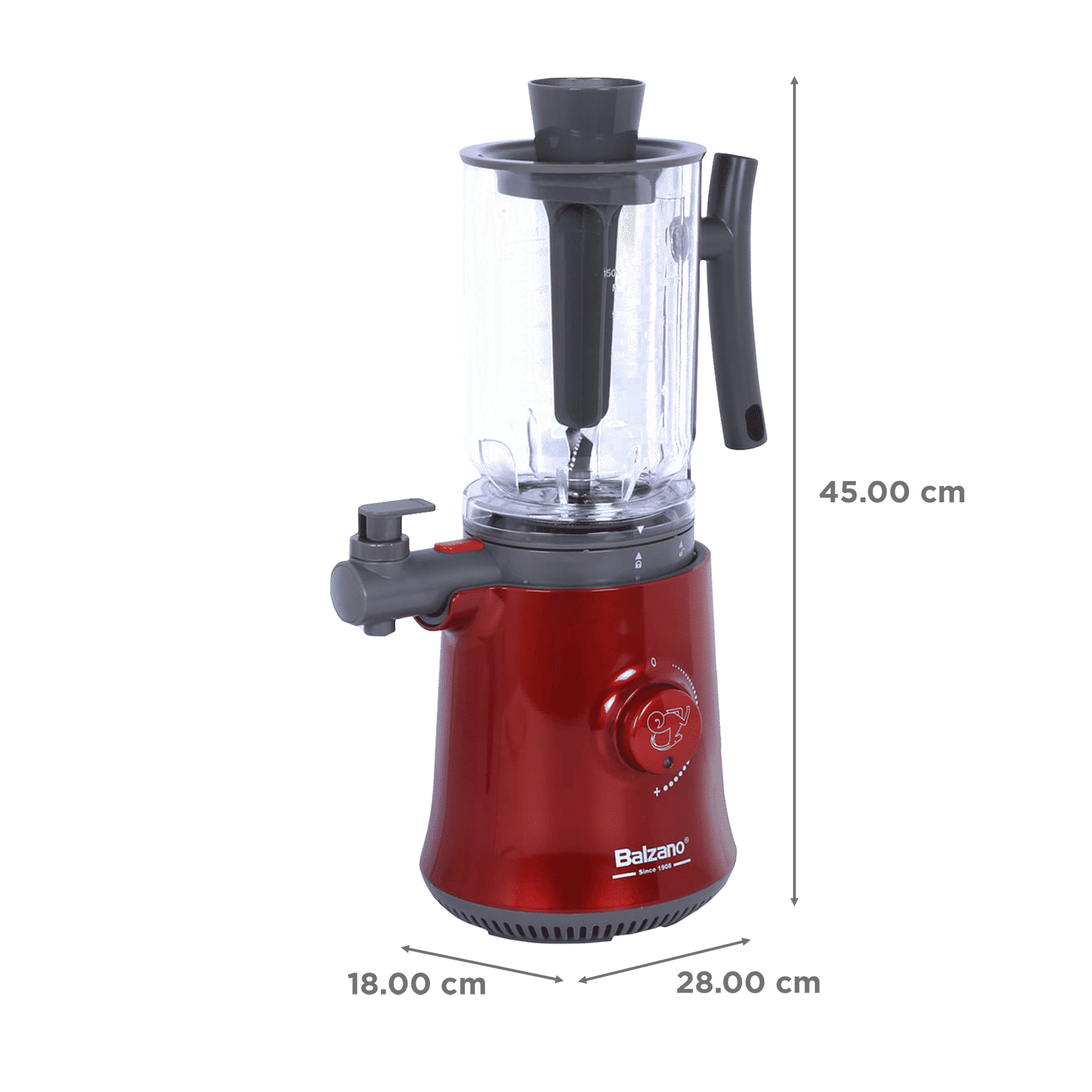 Balzano Yoga 600 Watt 1 Jar Blender (7000 RPM, Low Oxidation & Noise, Red)_3