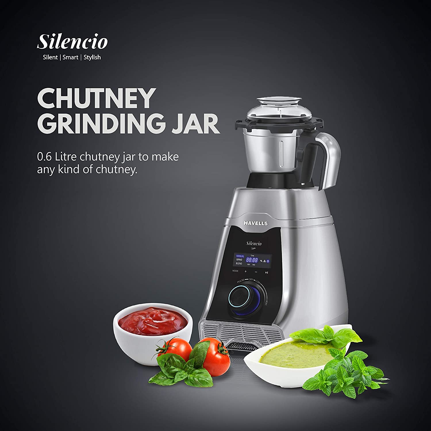 HAVELLS Silencio 500 Watt 4 Jars Mixer Grinder (Digital Display & Touch Control, Black & Silver)_11