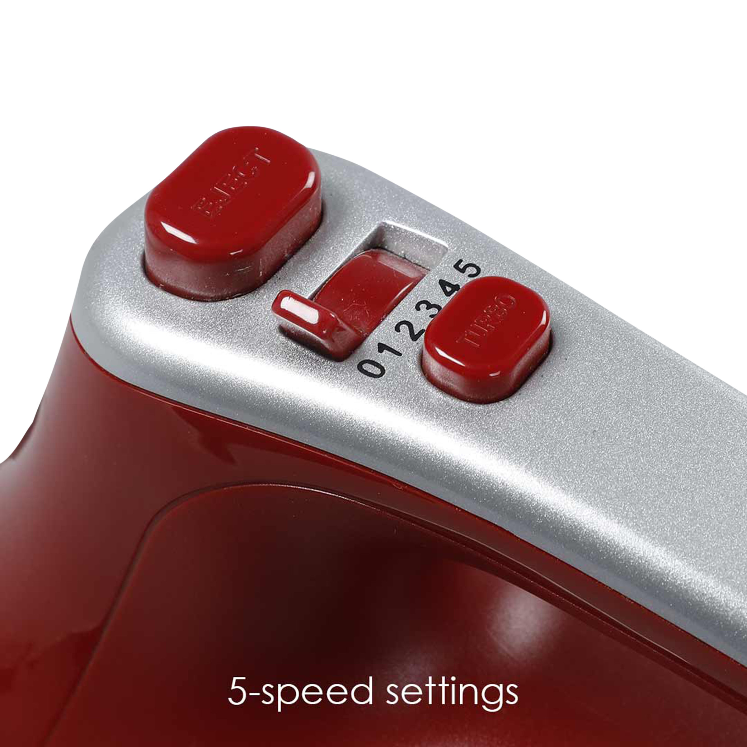 WONDERCHEF Crimson Edge 300 Watt 5 Speed Hand Mixer with 4 Attachments (Speed Adjustment, Red)_12