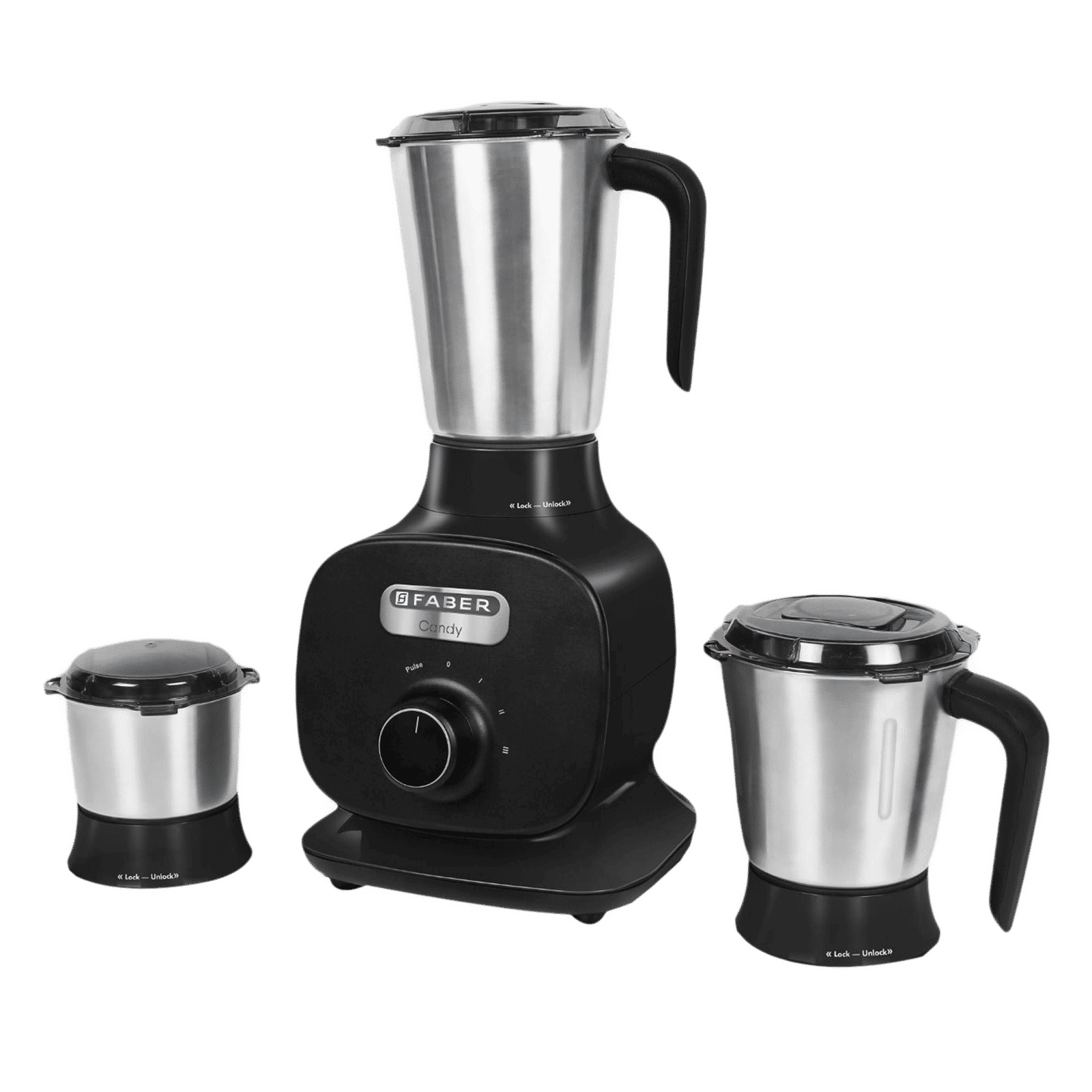 FABER Candy 800 Watt 3 Jars Mixer Grinder (22000 RPM, 8-in-1 Functions, Black)_1