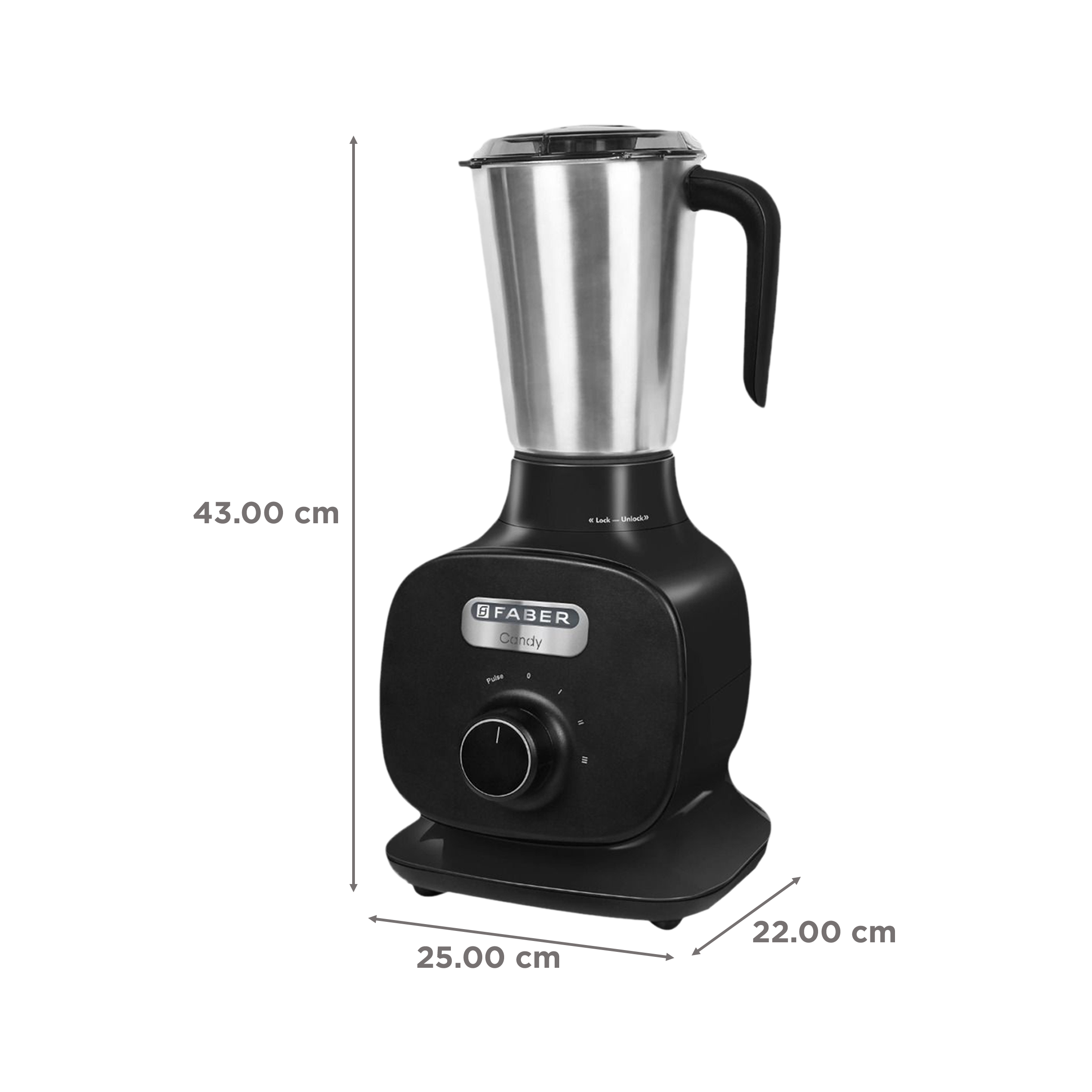 FABER Candy 800 Watt 3 Jars Mixer Grinder (22000 RPM, 8-in-1 Functions, Black)_3