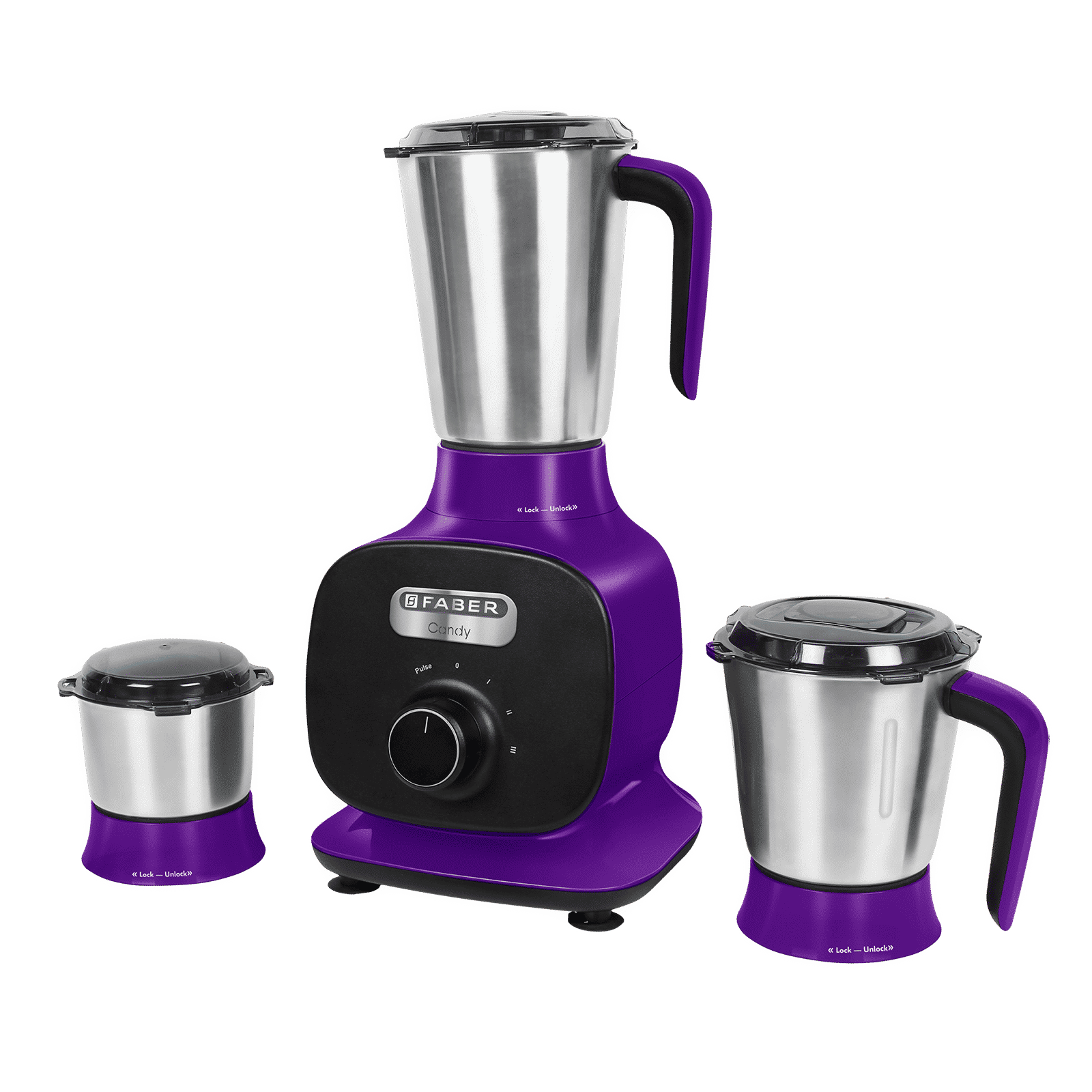 FABER Candy 800 Watt 4 Jars Mixer Grinder (22000 RPM, 8-in-1 Functions, Plum)_1