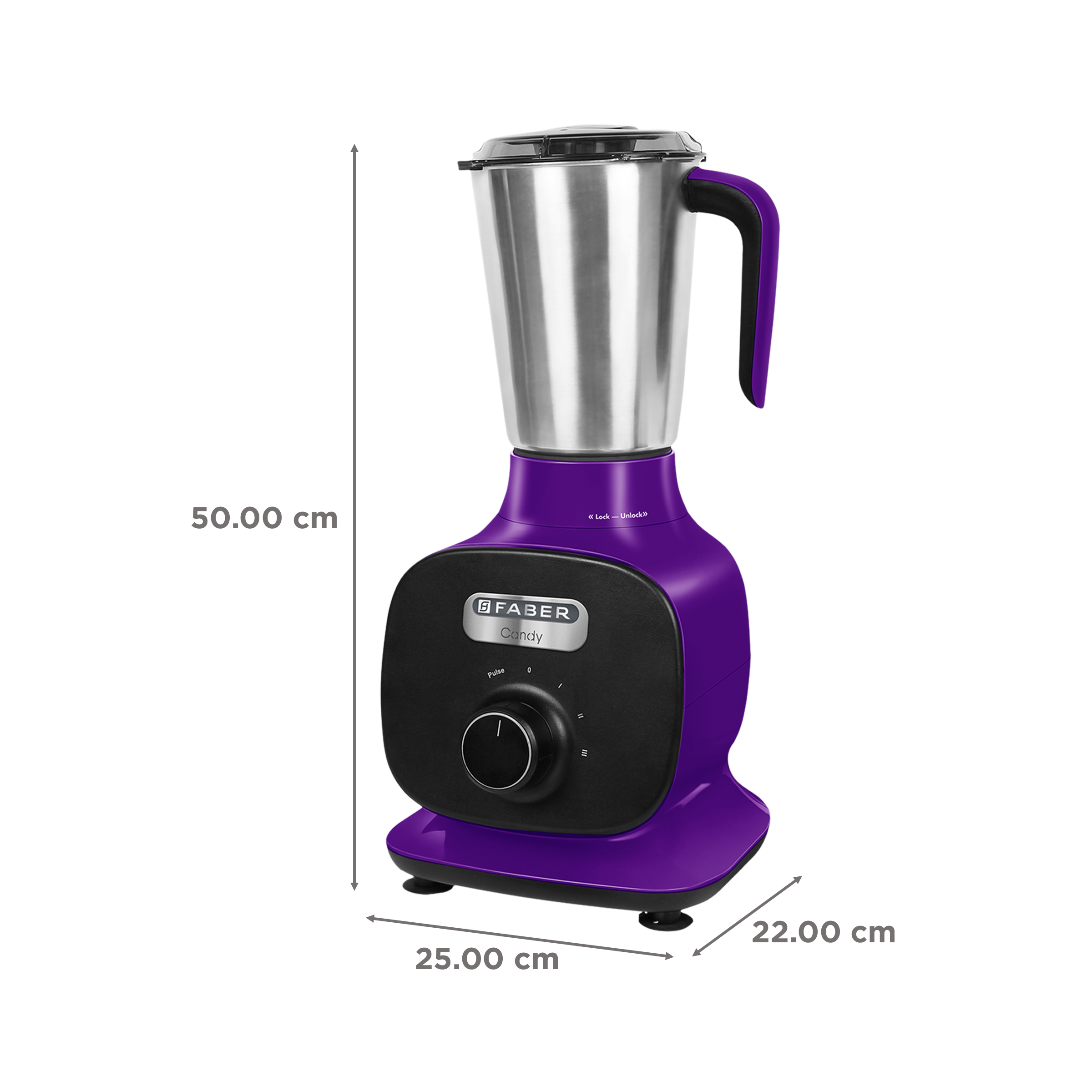 FABER Candy 800 Watt 4 Jars Mixer Grinder (22000 RPM, 8-in-1 Functions, Plum)_3