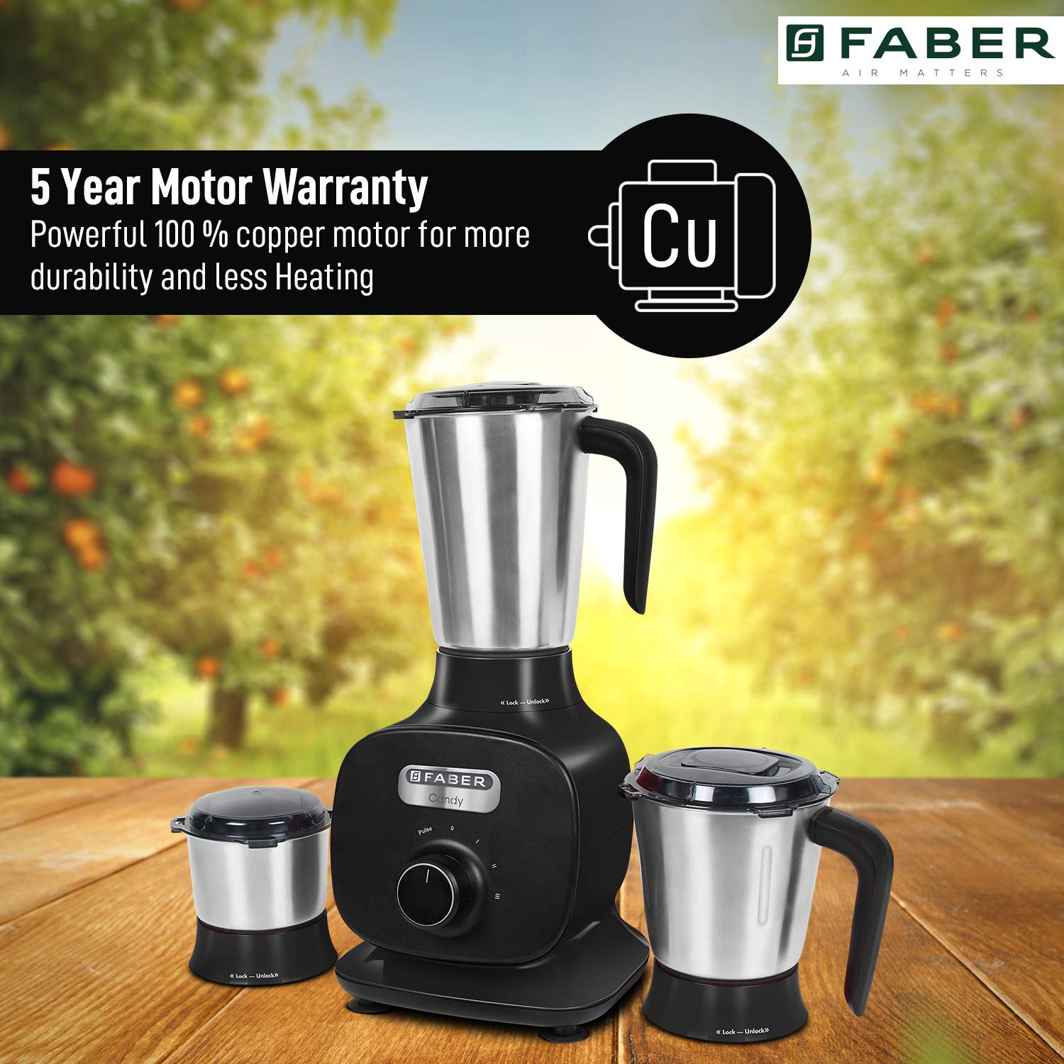 FABER Candy 1000 Watt 3 Jars Mixer Grinder (22000 RPM, 8-in-1 Functions, Black) FABER Candy 1000 Watt 3 Jars Mixer Grinder (22000 RPM, 8-in-1 Functions, Black)_5