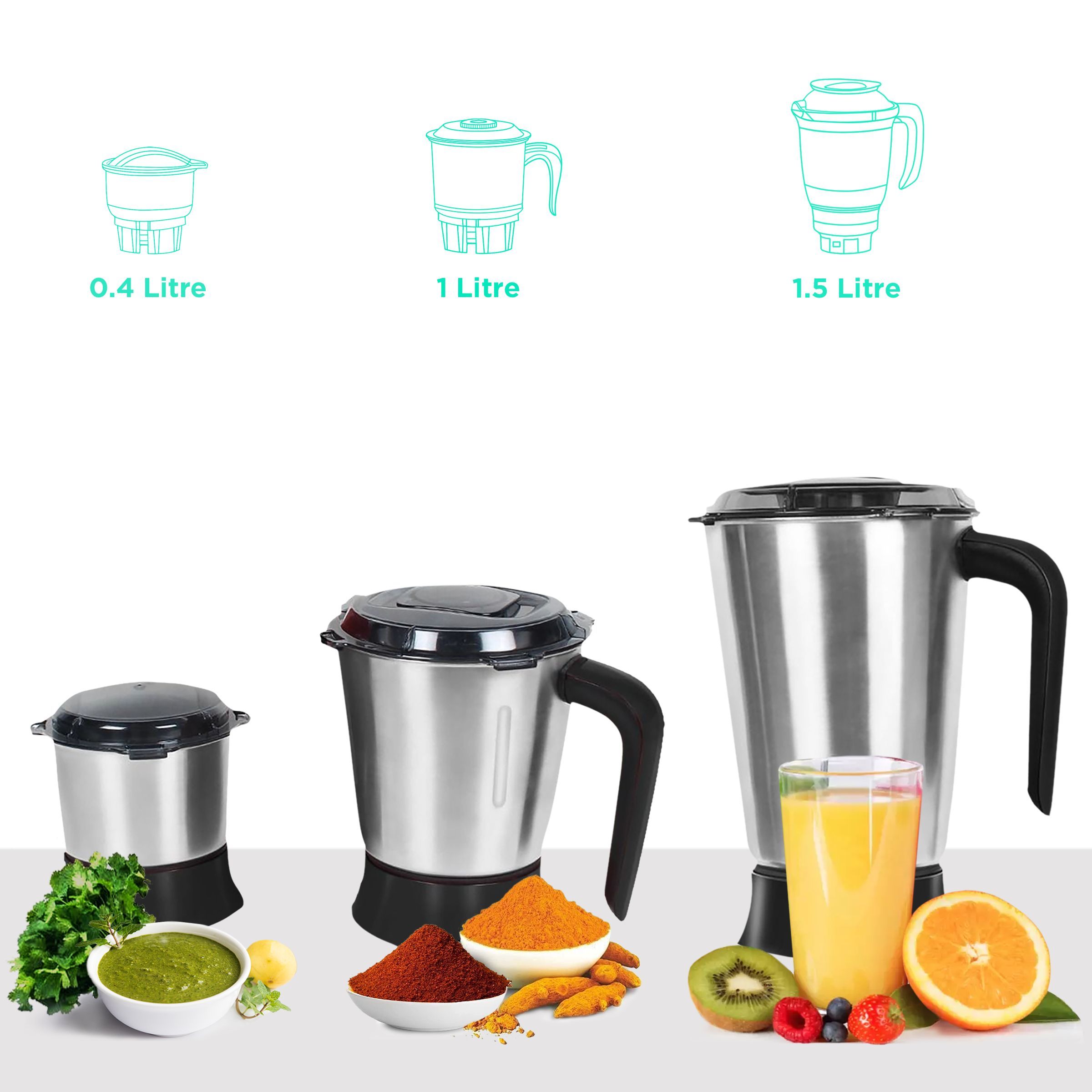 FABER Candy 1000 Watt 3 Jars Mixer Grinder (22000 RPM, 8-in-1 Functions, Black) FABER Candy 1000 Watt 3 Jars Mixer Grinder (22000 RPM, 8-in-1 Functions, Black)_4