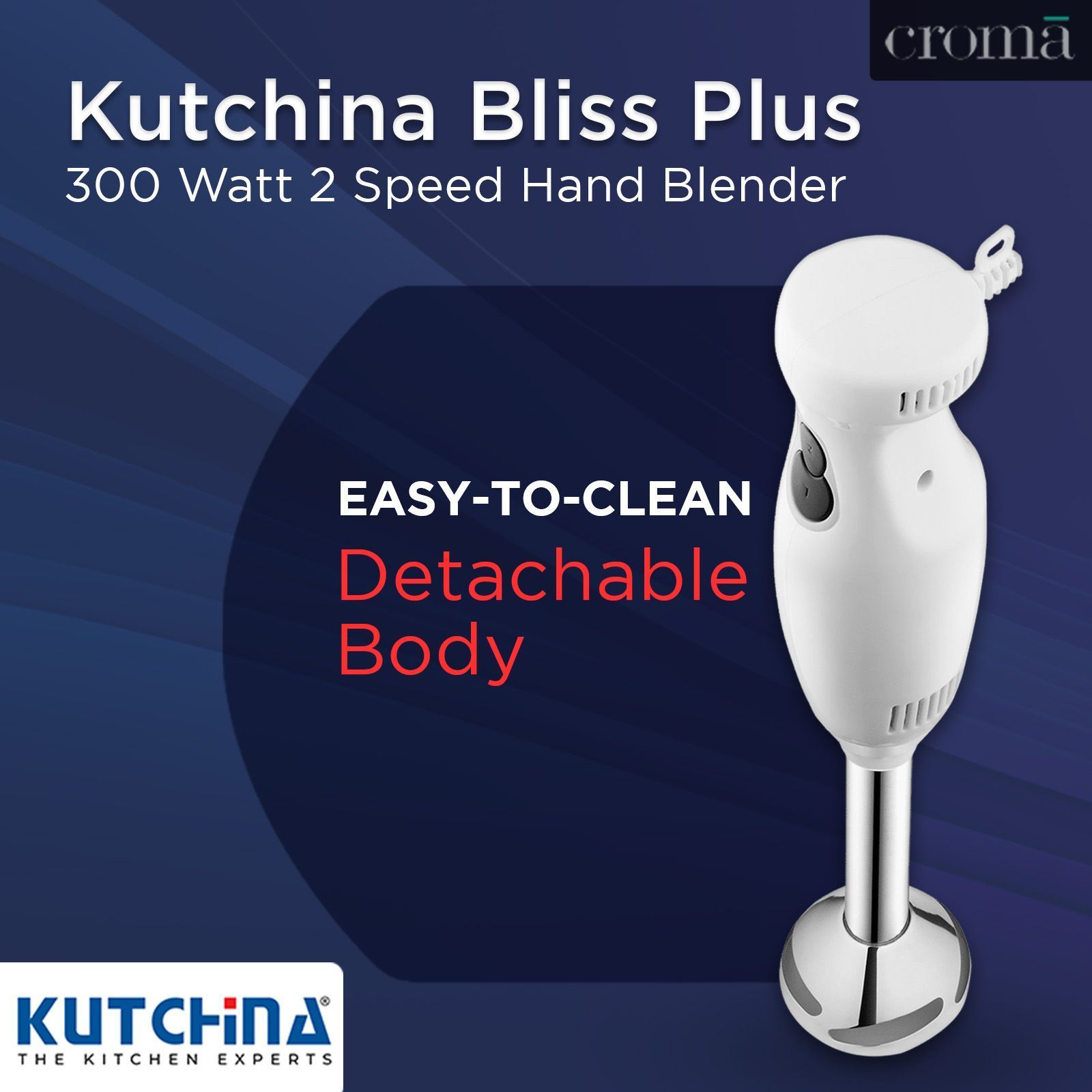 Kutchina Bliss SS Plus 400 Watt 2 Speed Hand Blender with 2 Attachments (Detachable Shaft, White) Kutchina Bliss SS Plus 400 Watt 2 Speed Hand Blender with 2 Attachments (Detachable Shaft, White)_15
