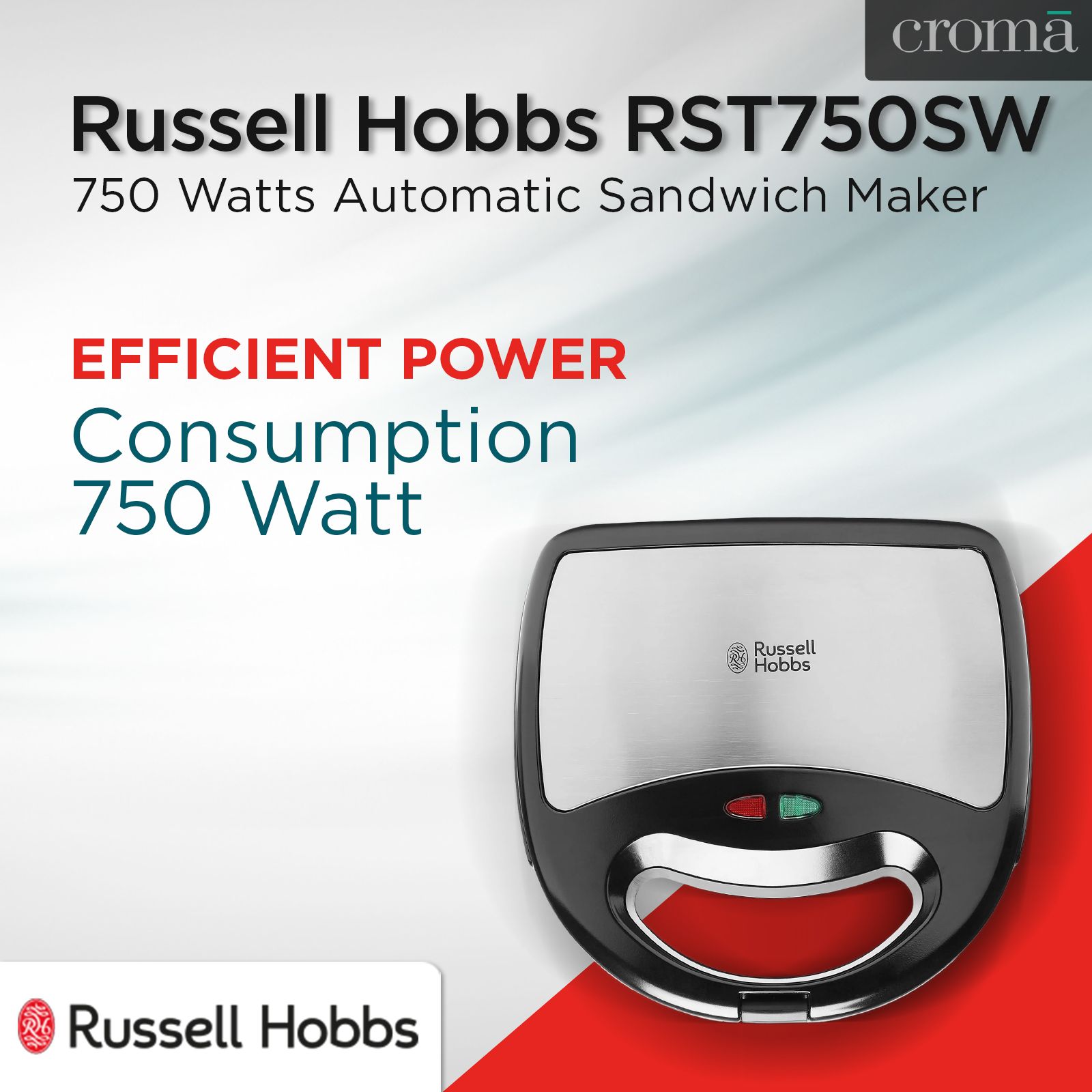 Russell Hobbs RST750SW 750W 2 Slice Sandwich Maker with Anti-Skid Feet (Black)_11