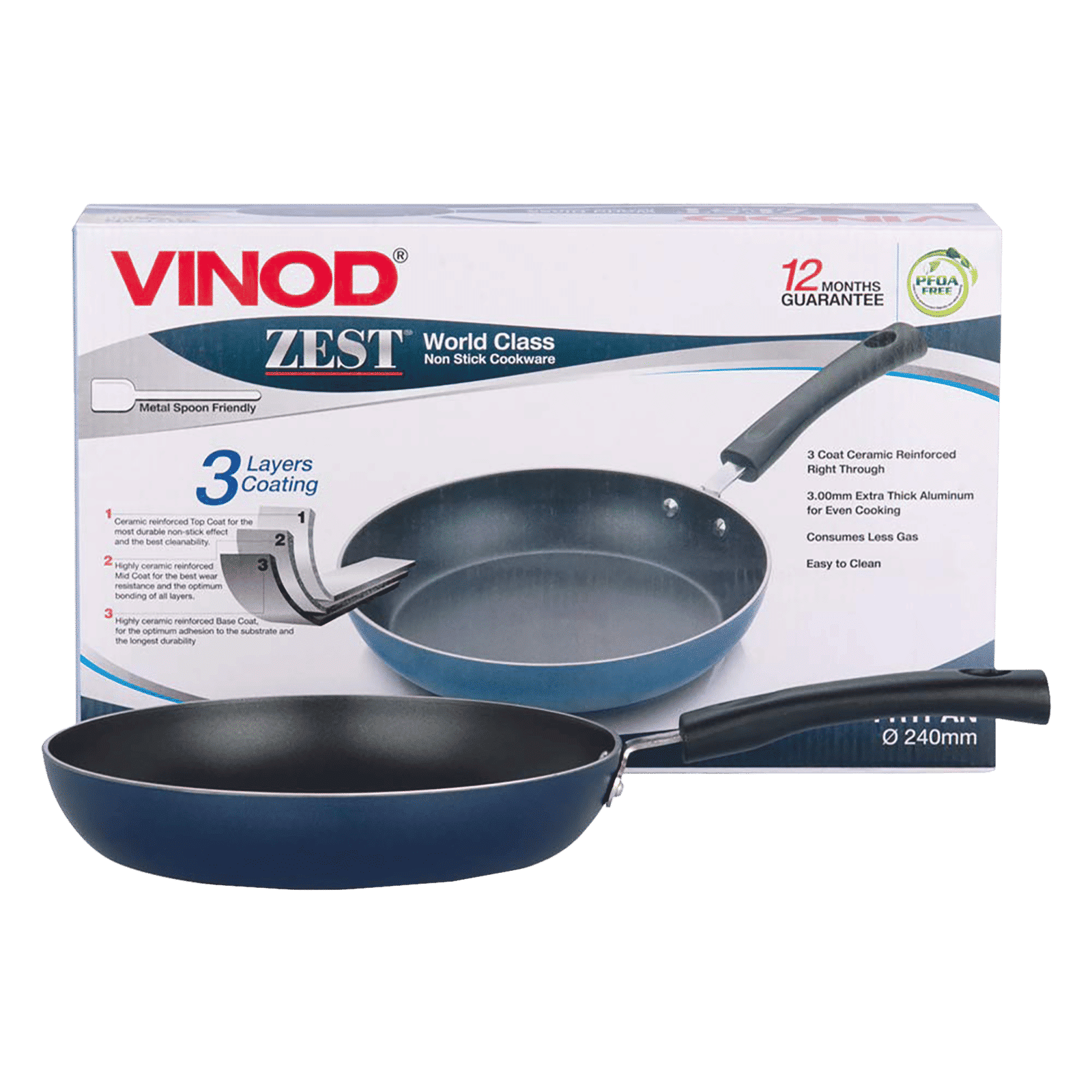 VINOD Zest Non Stick Fry Pan(ZFP24, Black)_10