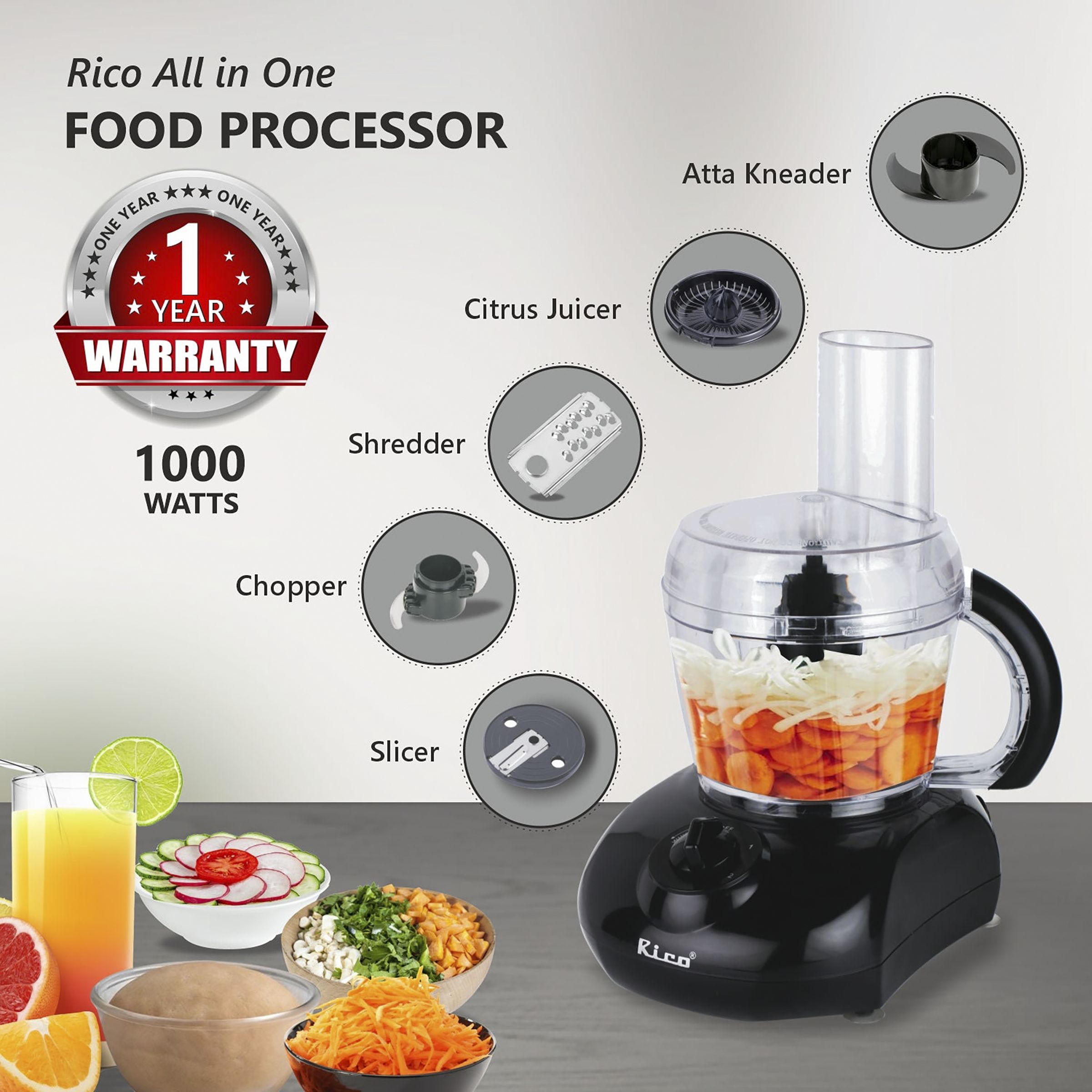 Rico 400 Watt Food Processor with 3 Blades (Black) Rico 400 Watt Food Processor with 3 Blades (Black)_10