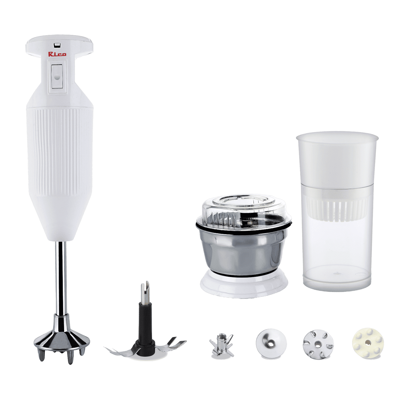 Rico HBCJ 150 Watt Hand Blender with 5 Attachments (Copper Motor, White)_1