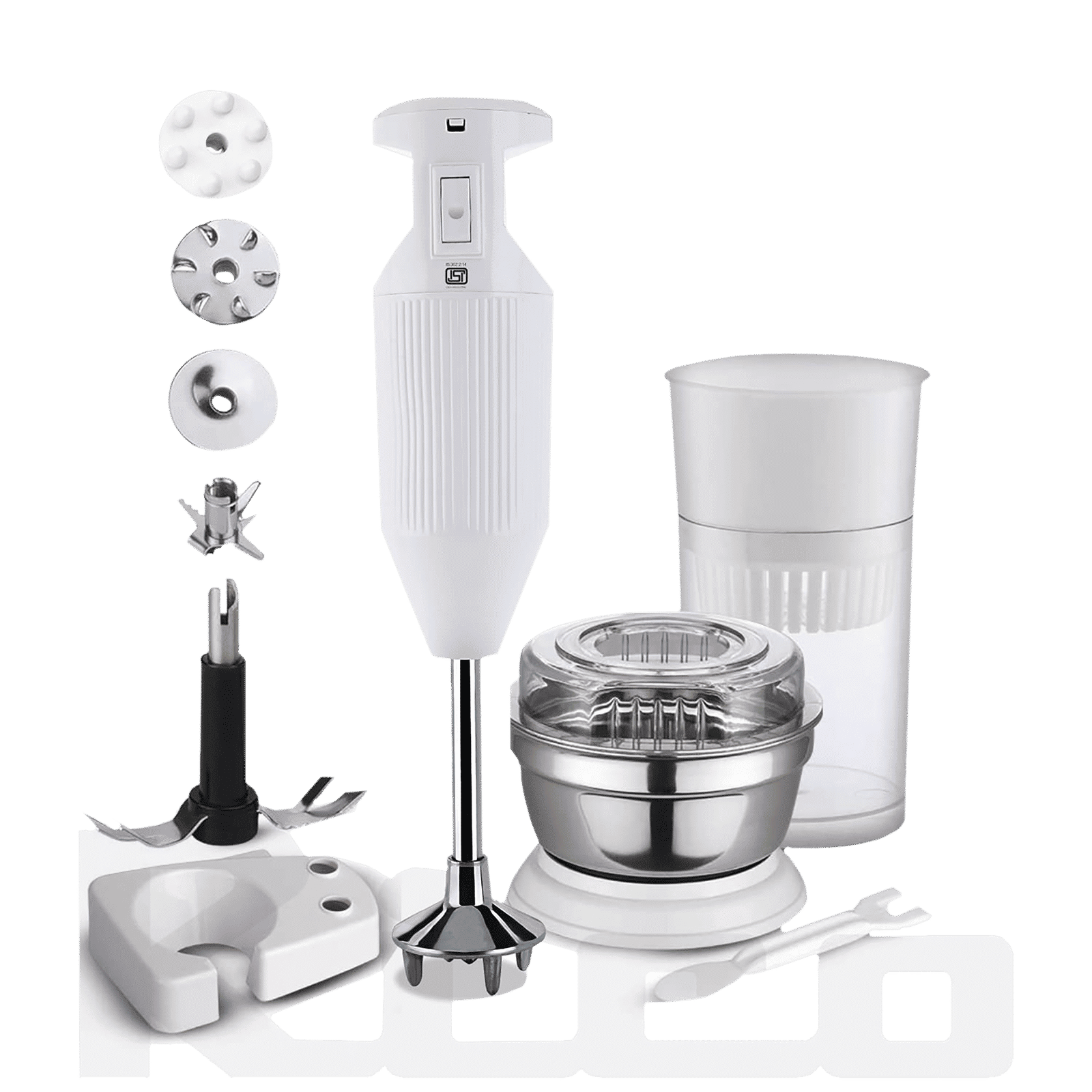 Rico HBCJ 150 Watt Hand Blender with 5 Attachments (Copper Motor, White)_5