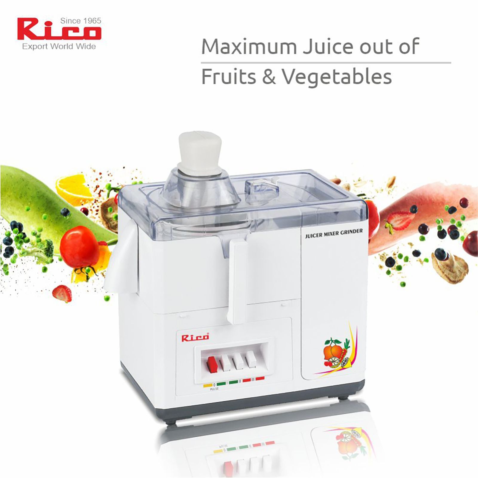 Rico 550 Watt 2 Jars Juicer Mixer Grinder (18000 RPM, Super Powerful Motor, White)_4