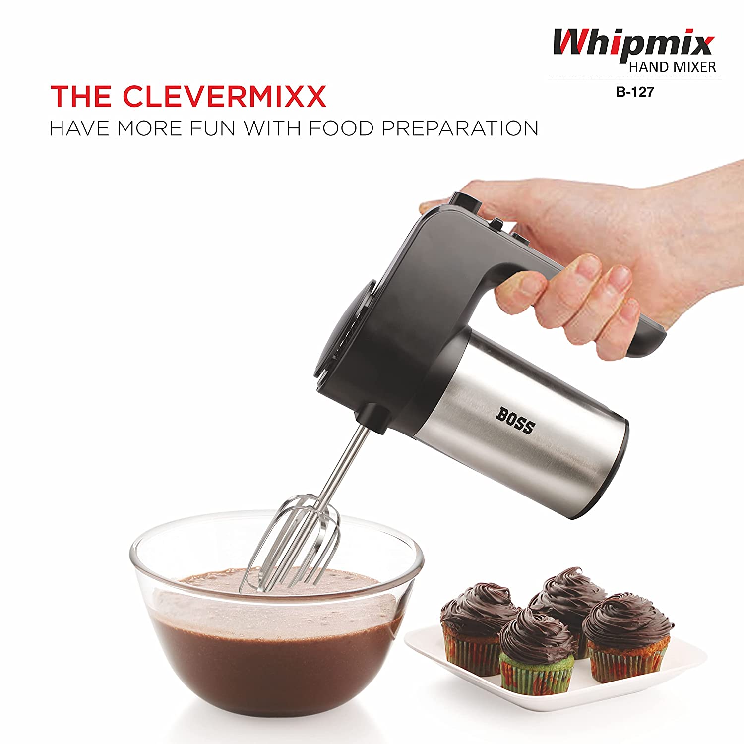 BOSS Whipmix 300 Watt 6 Speed Hand Mixer with 4 Attachments (Powerful Motor, Black)_5