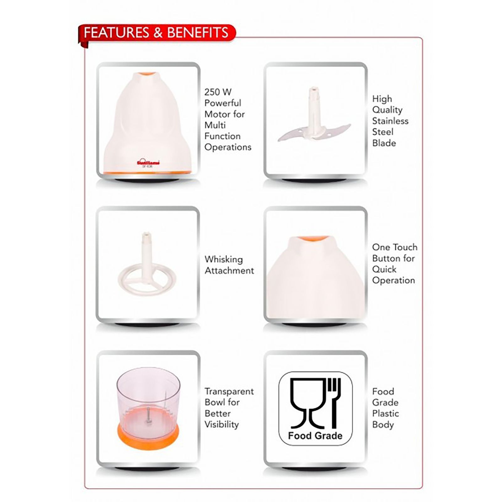 Sunflame SF-636 250 Watt Vegetable Chopper (White)_4