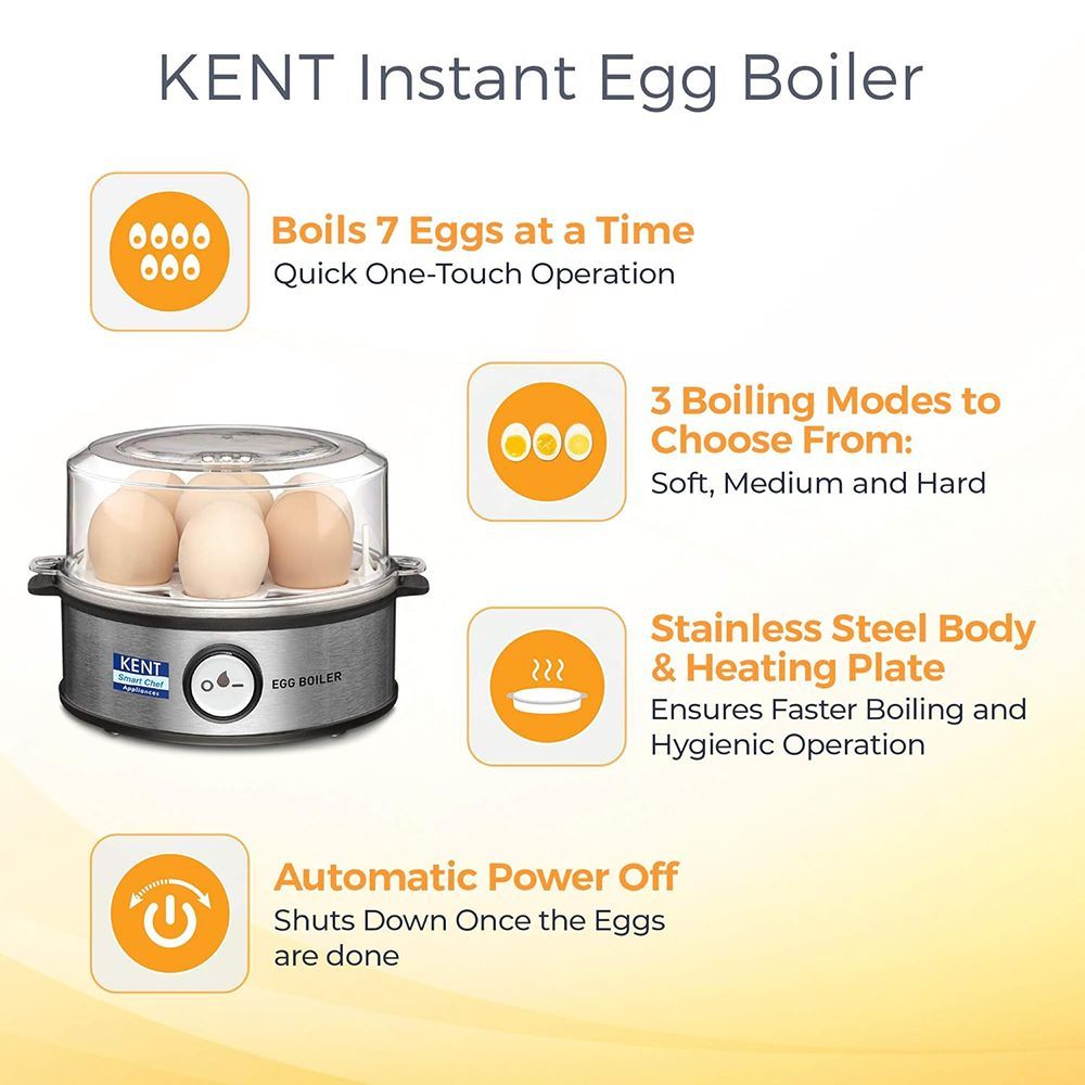 KENT Instant 7 Egg Electric Egg Boiler with Auto Shut Off (Silver)_11