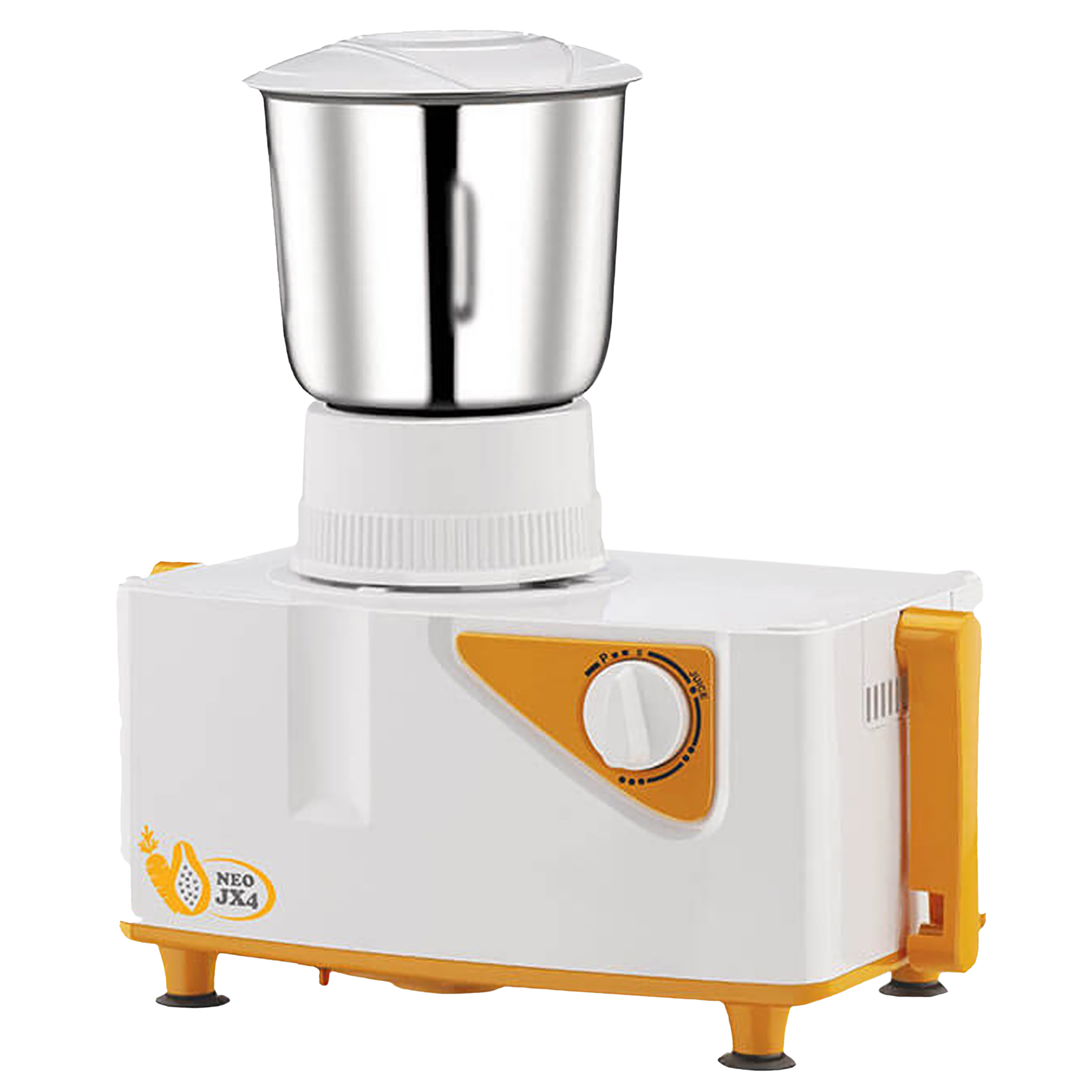 BAJAJ JX4 Neo 450 Watt 2 Jars Juicer Mixer Grinder (18000 RPM, 3 Speed Control, White/Orange)_7