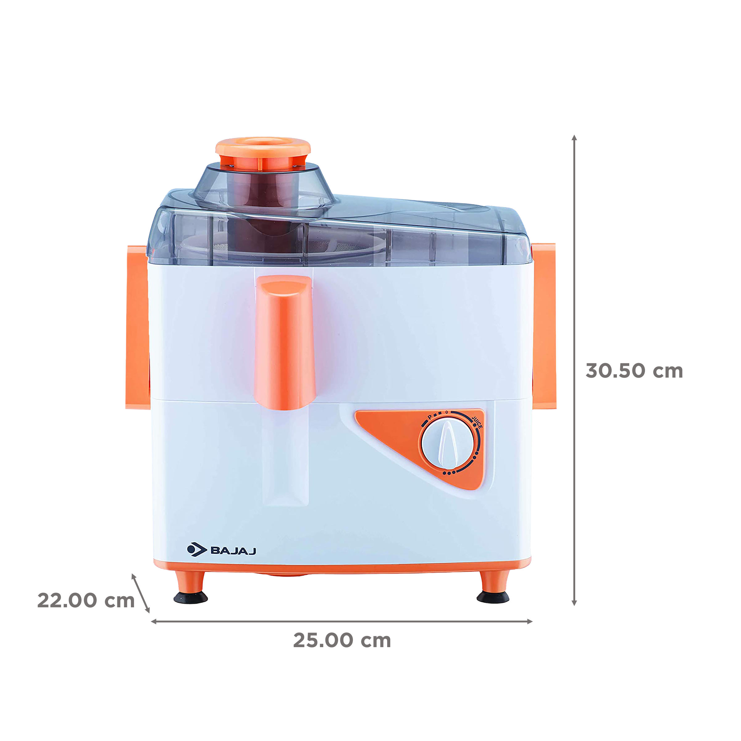 BAJAJ JX4 Neo 450 Watt 2 Jars Juicer Mixer Grinder (18000 RPM, 3 Speed Control, White/Orange)_3