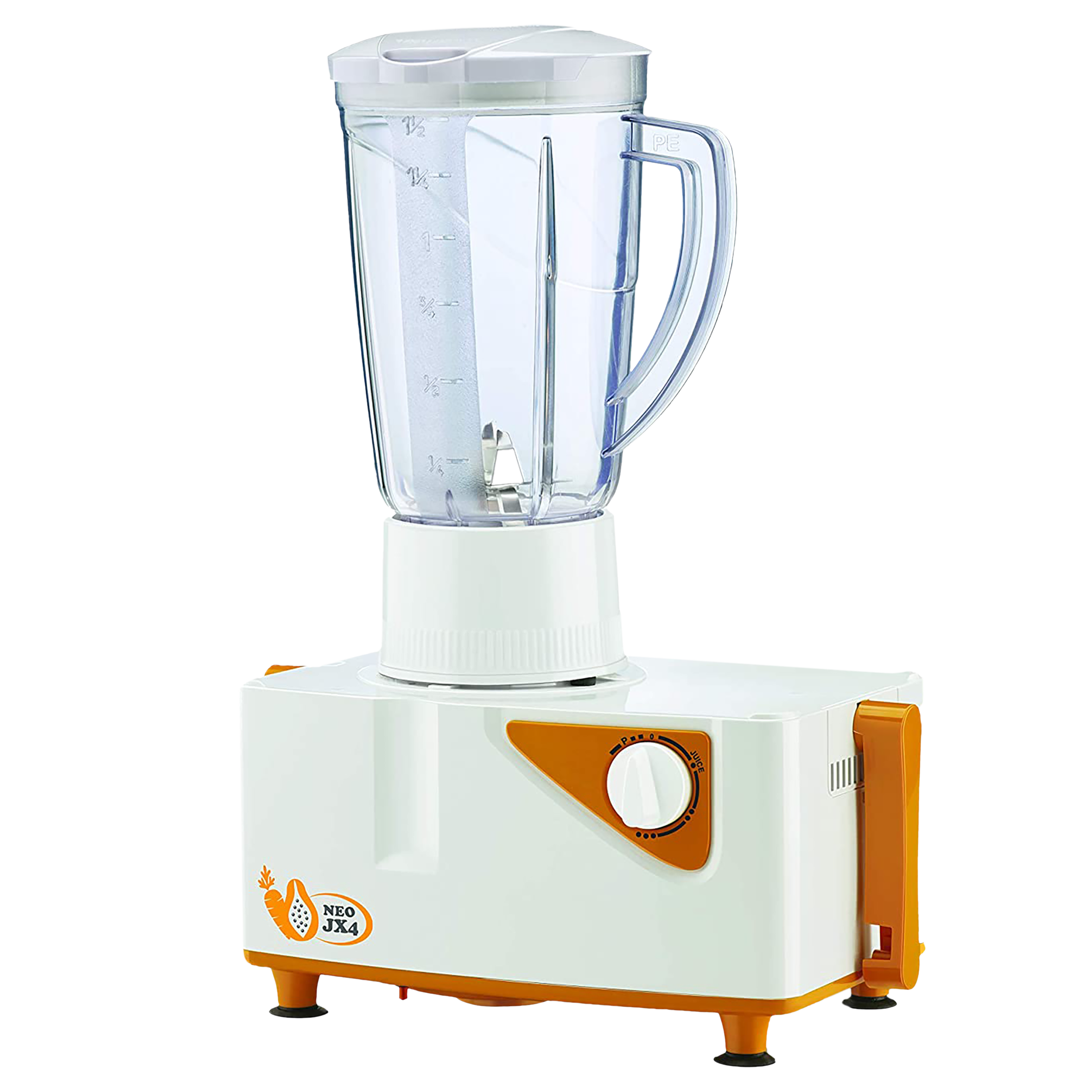 BAJAJ JX4 Neo 450 Watt 2 Jars Juicer Mixer Grinder (18000 RPM, 3 Speed Control, White/Orange)_5