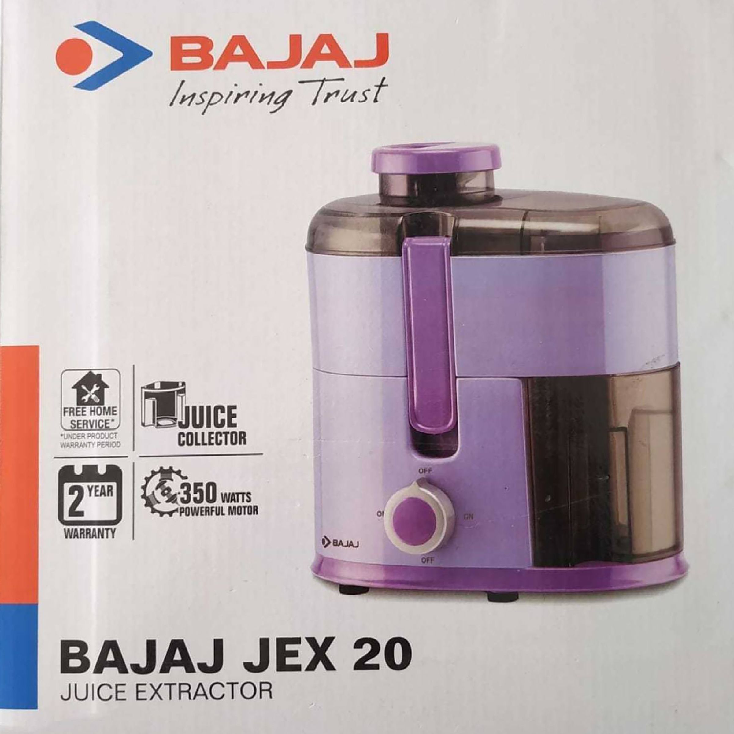 BAJAJ JEX 20 350 Watt 1 Jar Juice Extractor (18000 RPM, 3 Speed Control, Lavender)_5