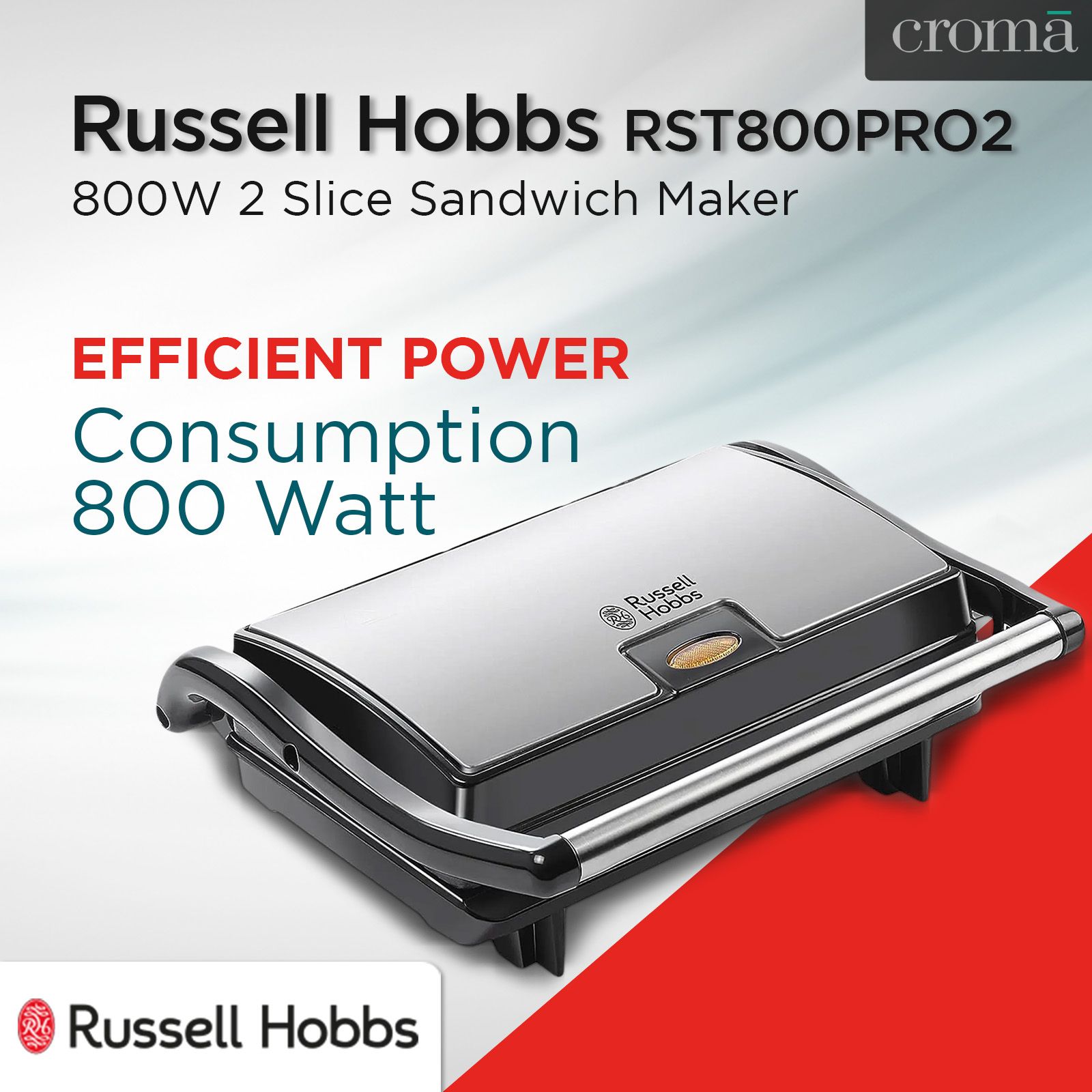Russell Hobbs RST800PRO2 800W 2 Slice Sandwich Maker with Thermostat Control (Black) Russell Hobbs RST800PRO2 800W 2 Slice Sandwich Maker with Thermostat Control (Black)_8