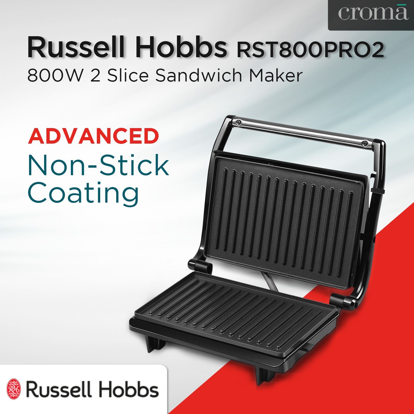 Russell Hobbs RST800PRO2 800W 2 Slice Sandwich Maker with Thermostat Control (Black) Russell Hobbs RST800PRO2 800W 2 Slice Sandwich Maker with Thermostat Control (Black)_9