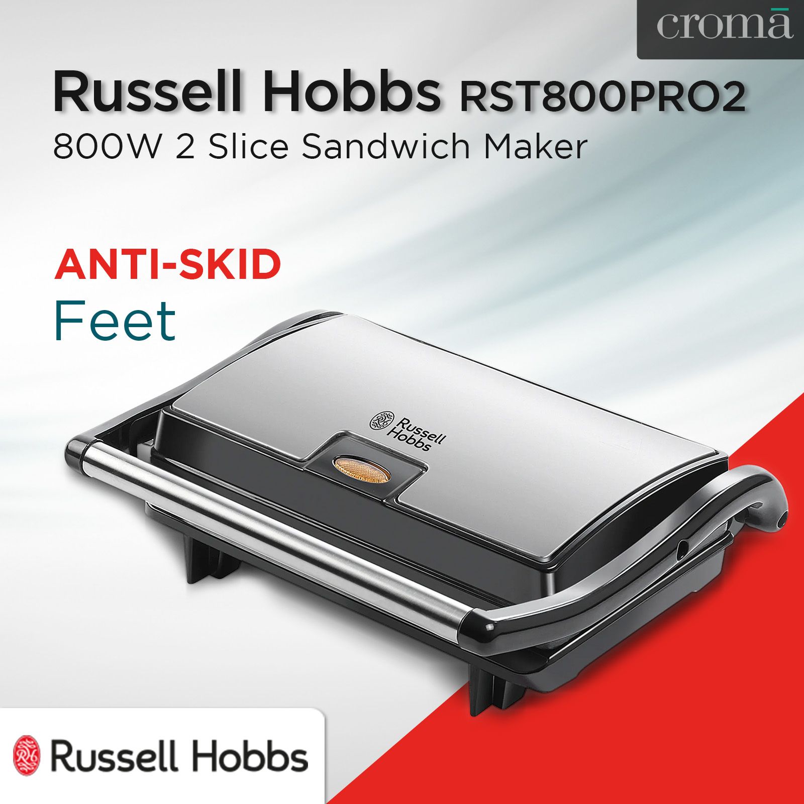 Russell Hobbs RST800PRO2 800W 2 Slice Sandwich Maker with Thermostat Control (Black) Russell Hobbs RST800PRO2 800W 2 Slice Sandwich Maker with Thermostat Control (Black)_10
