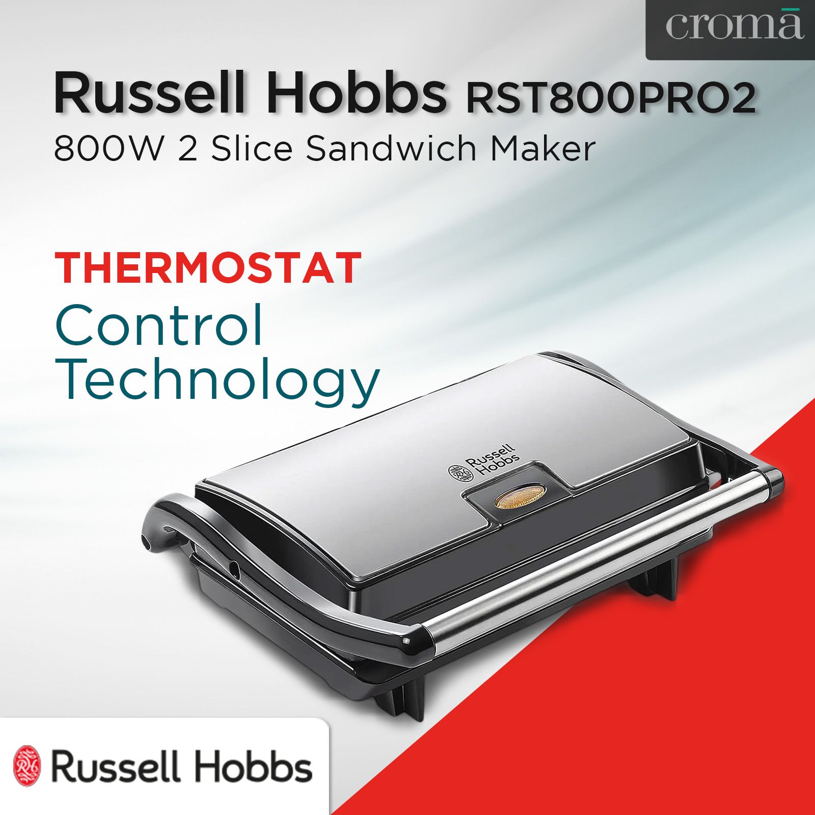 Russell Hobbs RST800PRO2 800W 2 Slice Sandwich Maker with Thermostat Control (Black) Russell Hobbs RST800PRO2 800W 2 Slice Sandwich Maker with Thermostat Control (Black)_11