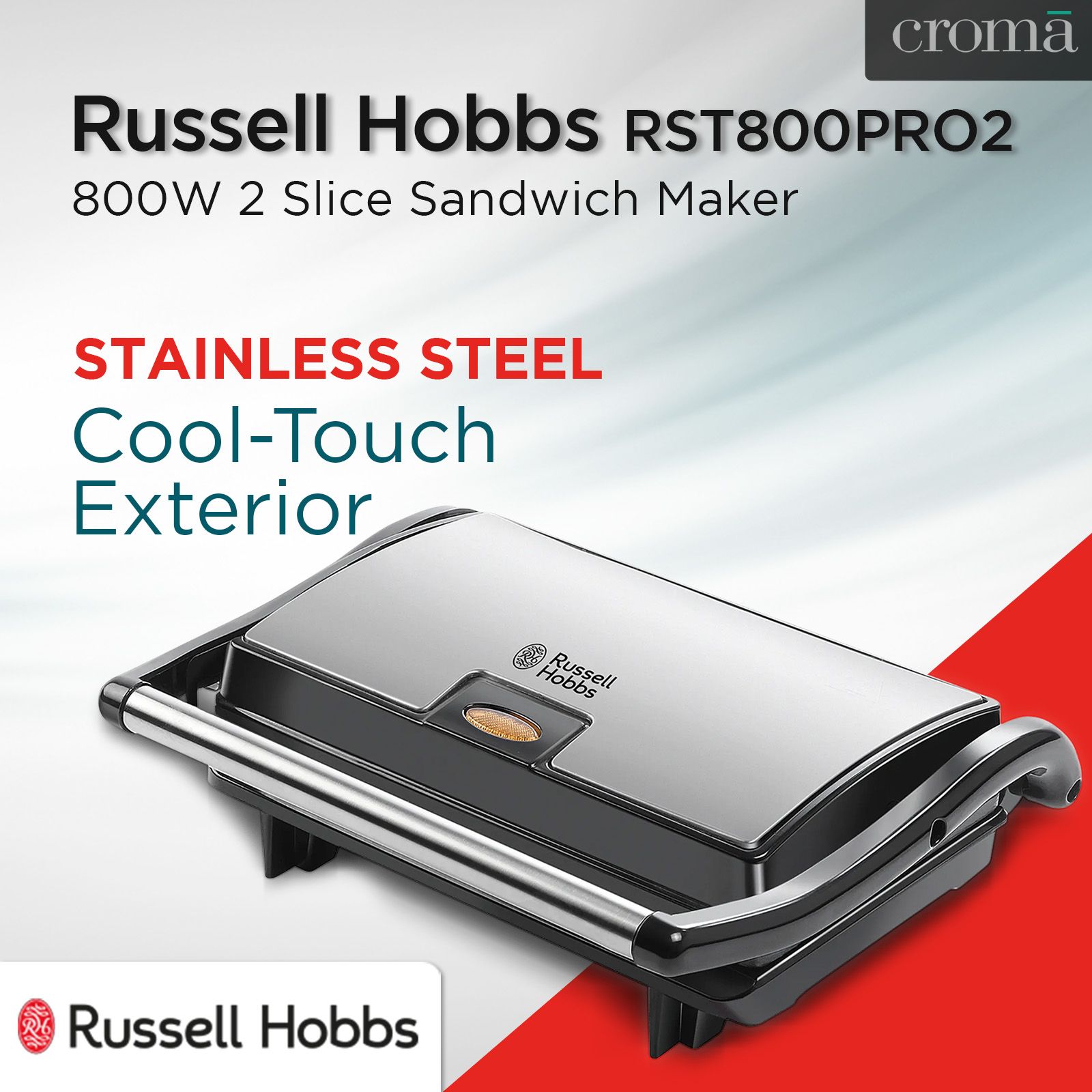 Russell Hobbs RST800PRO2 800W 2 Slice Sandwich Maker with Thermostat Control (Black) Russell Hobbs RST800PRO2 800W 2 Slice Sandwich Maker with Thermostat Control (Black)_12