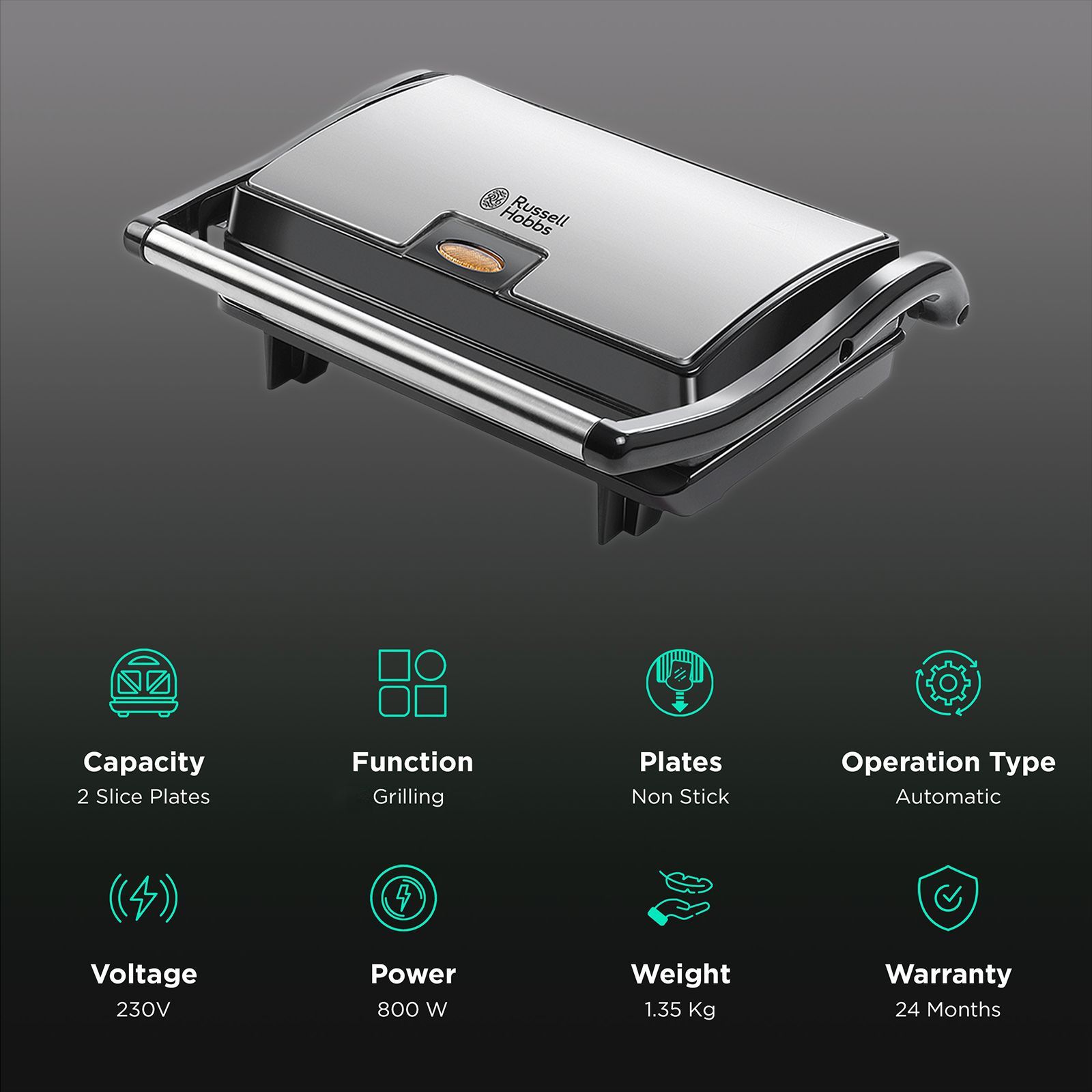 Russell Hobbs RST800PRO2 800W 2 Slice Sandwich Maker with Thermostat Control (Black) Russell Hobbs RST800PRO2 800W 2 Slice Sandwich Maker with Thermostat Control (Black)_3