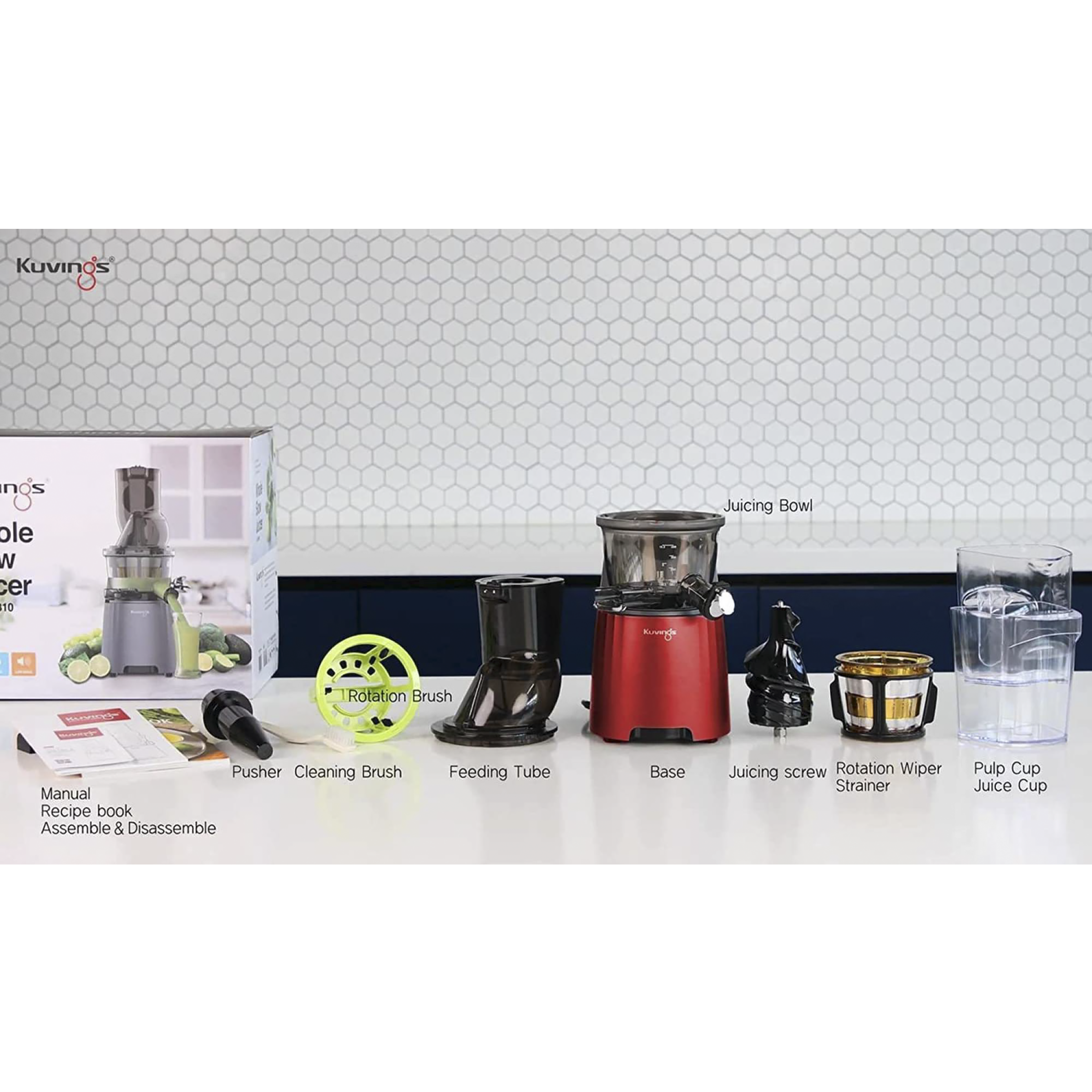 Kuvings EVO810 240 Watt 1 Jar Cold Press Slow Juicer (50 RPM, 3-in-1 Multi Function, Red)_8