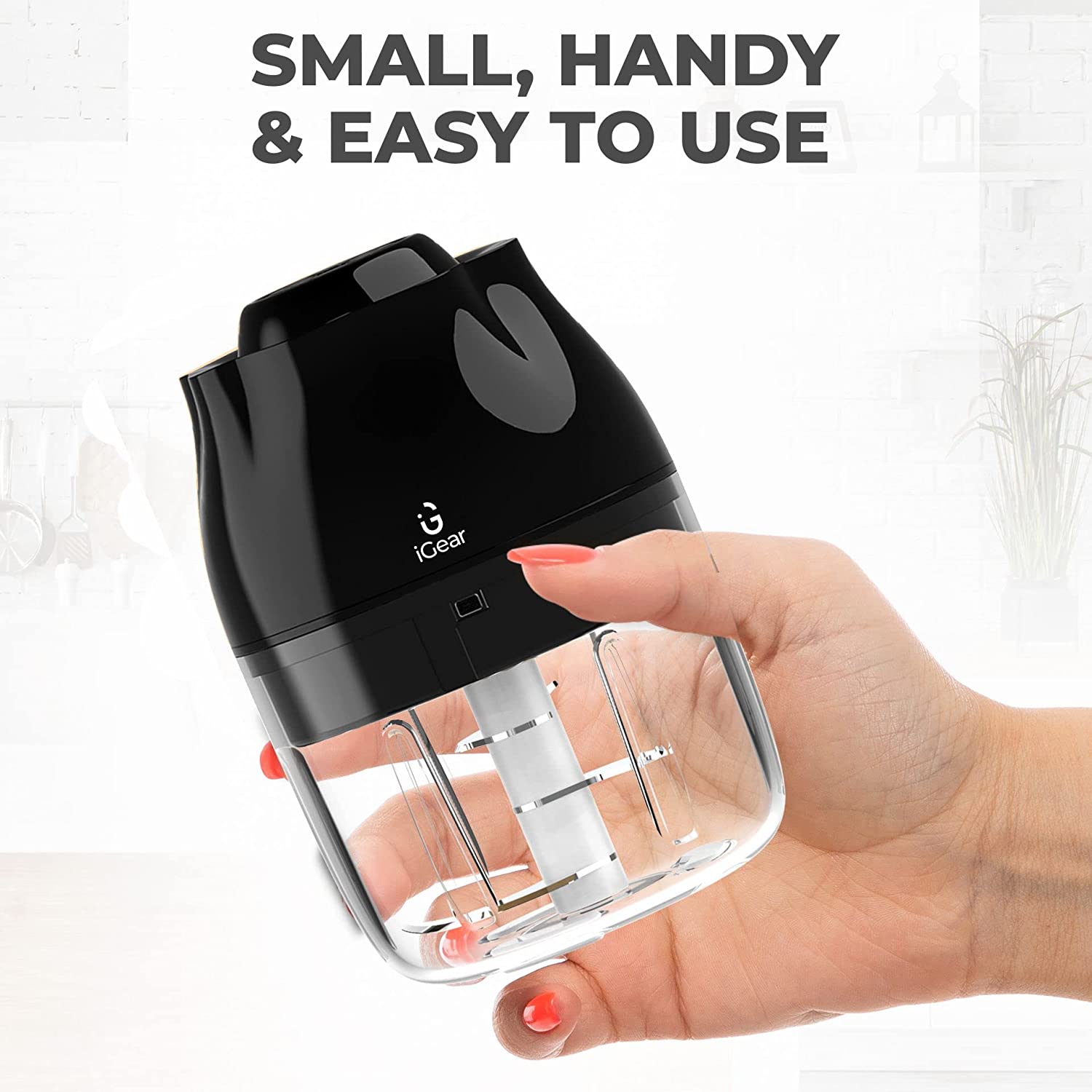 iGear Chop Mix 20 Watt Vegetable & Fruit Chopper with 3 Blades (Black)_8