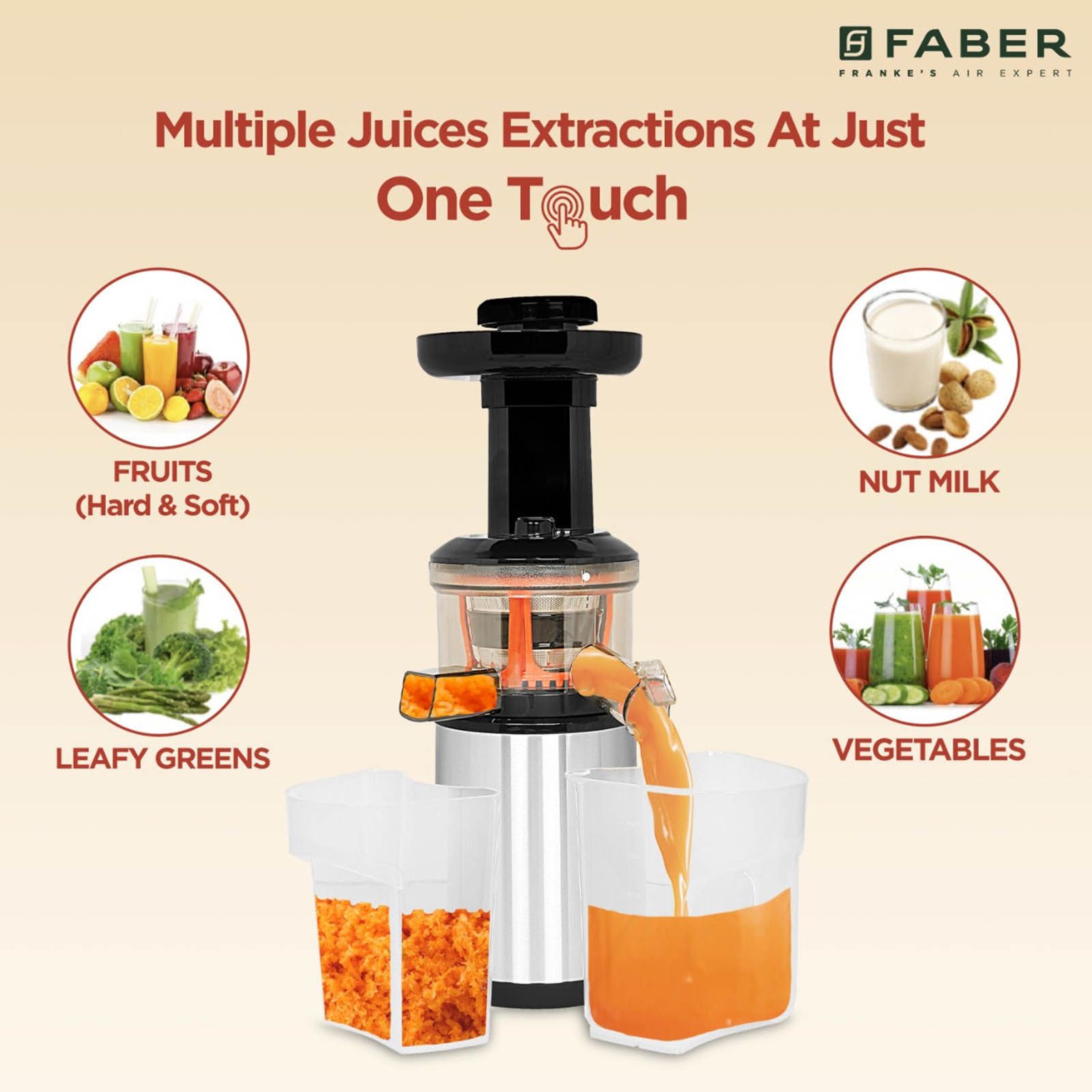 FABER FSJ 150 R 150 Watt Slow Juicer (60 RPM, Safety Protection System, Black)_7