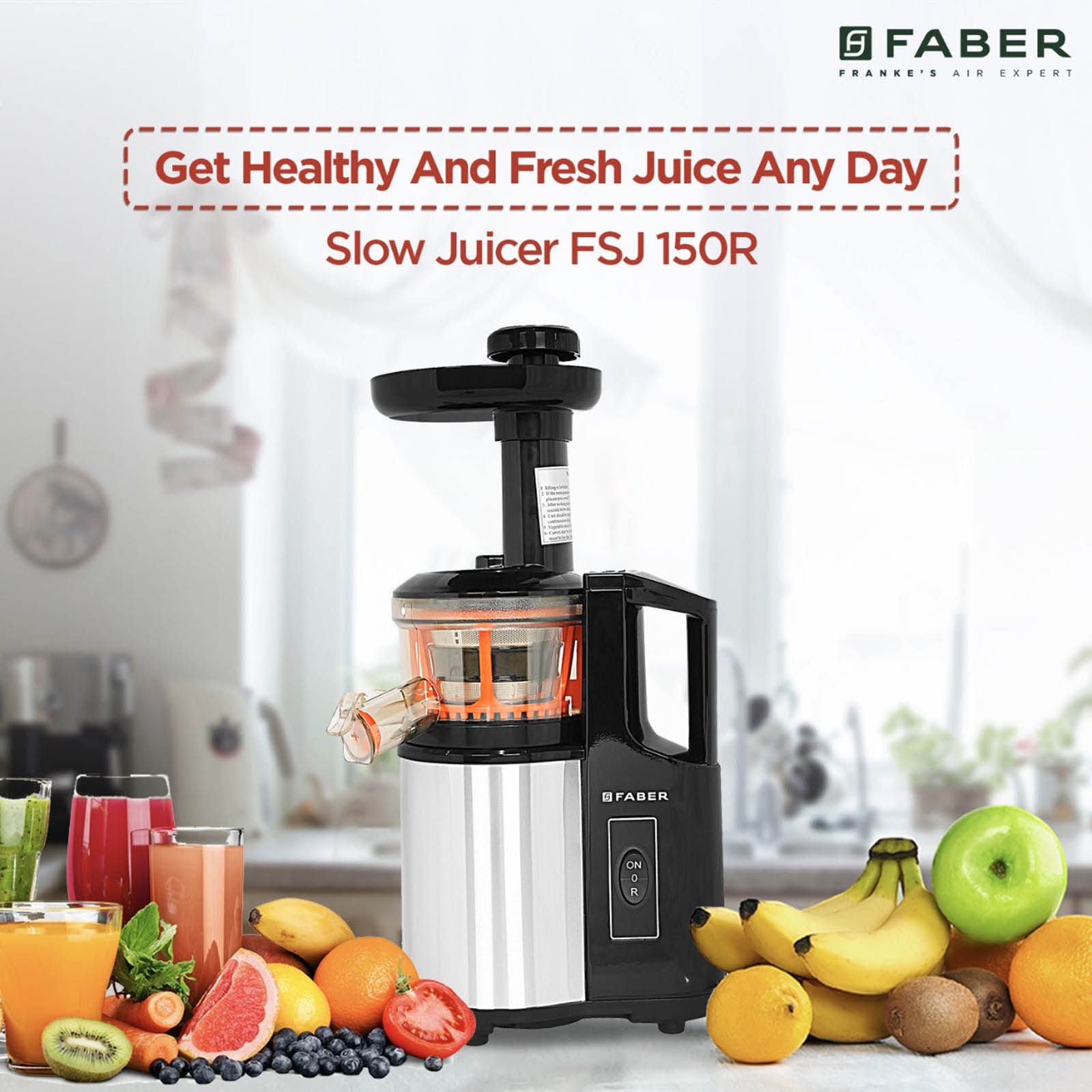 FABER FSJ 150 R 150 Watt Slow Juicer (60 RPM, Safety Protection System, Black)_11