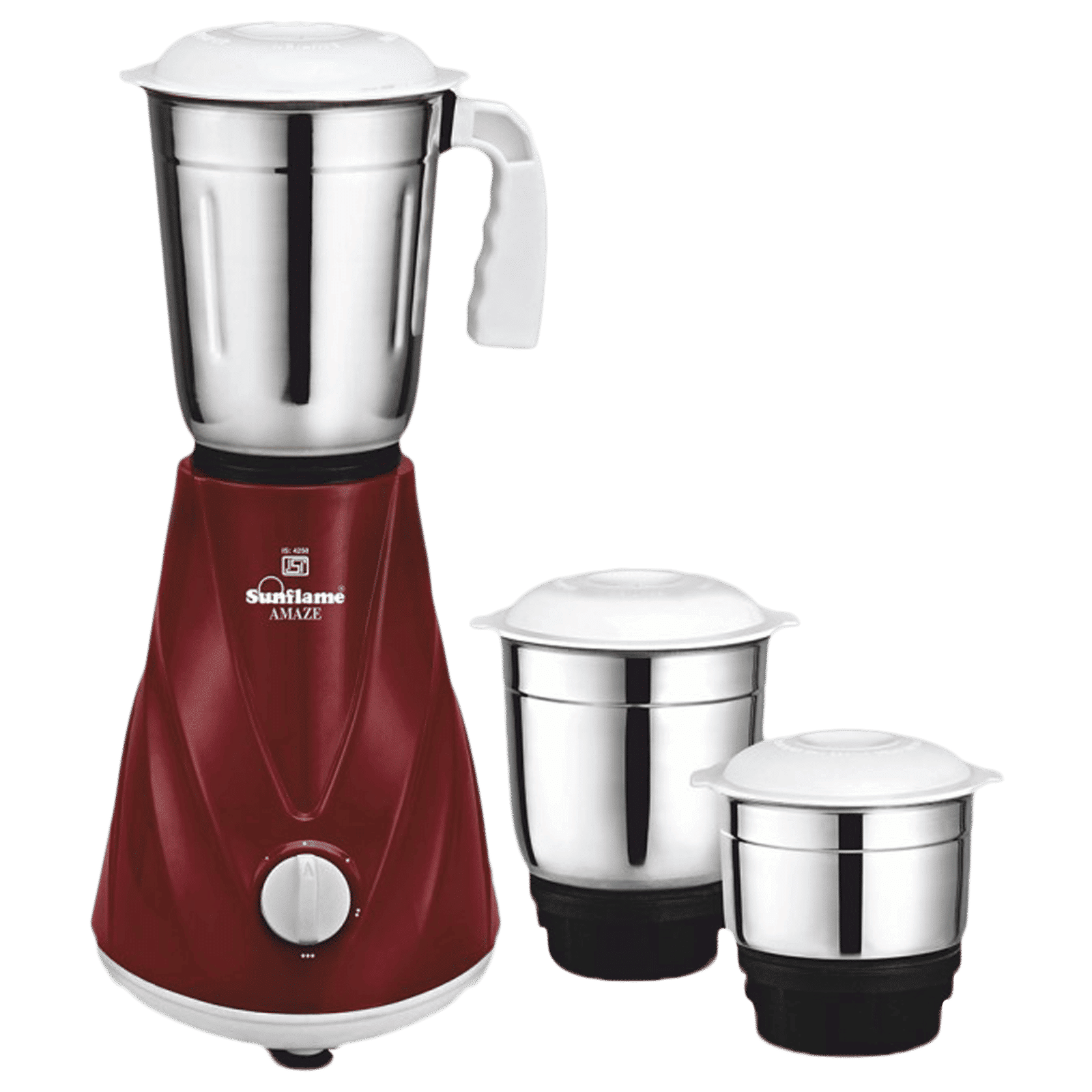 Sunflame AMAZE DX 500 Watt 3 Jars Mixer Grinder (3 Speed Control with Incher, Maroon)_1
