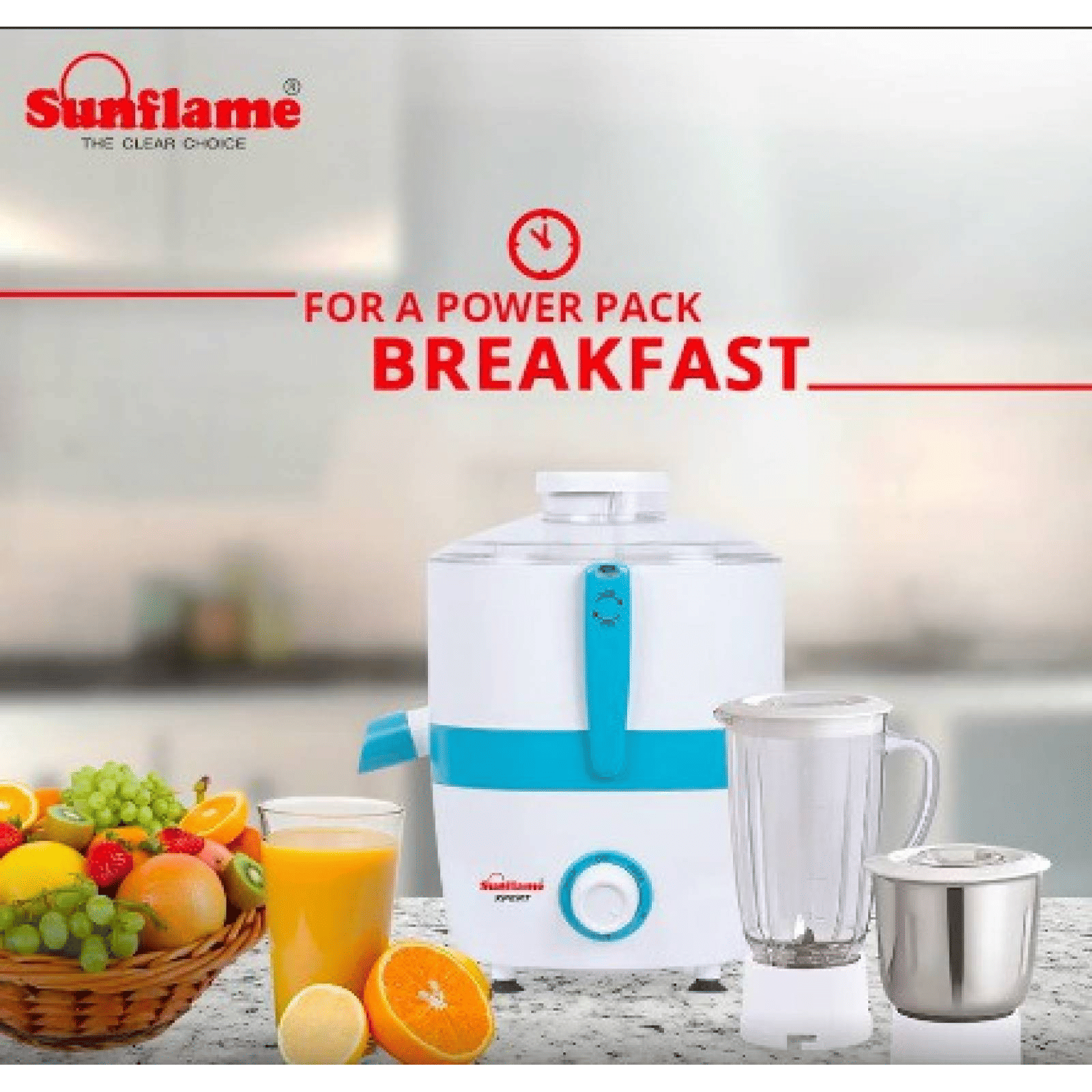 Sunflame XPERT 500 Watt 2 Jars Juicer Mixer Grinder (3 Speed Control with Incher, White)_7