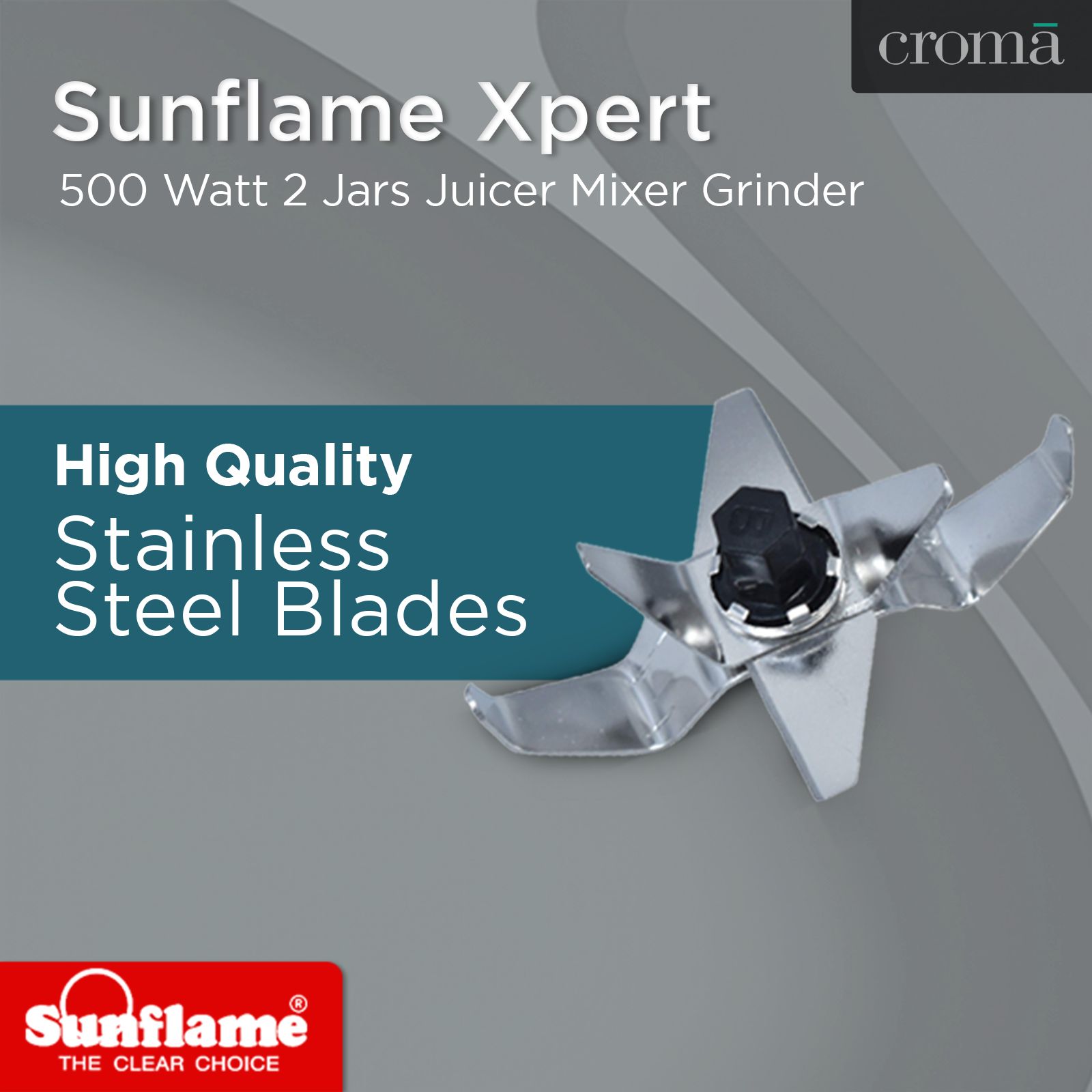 Sunflame XPERT 500 Watt 2 Jars Juicer Mixer Grinder (3 Speed Control with Incher, White)_10