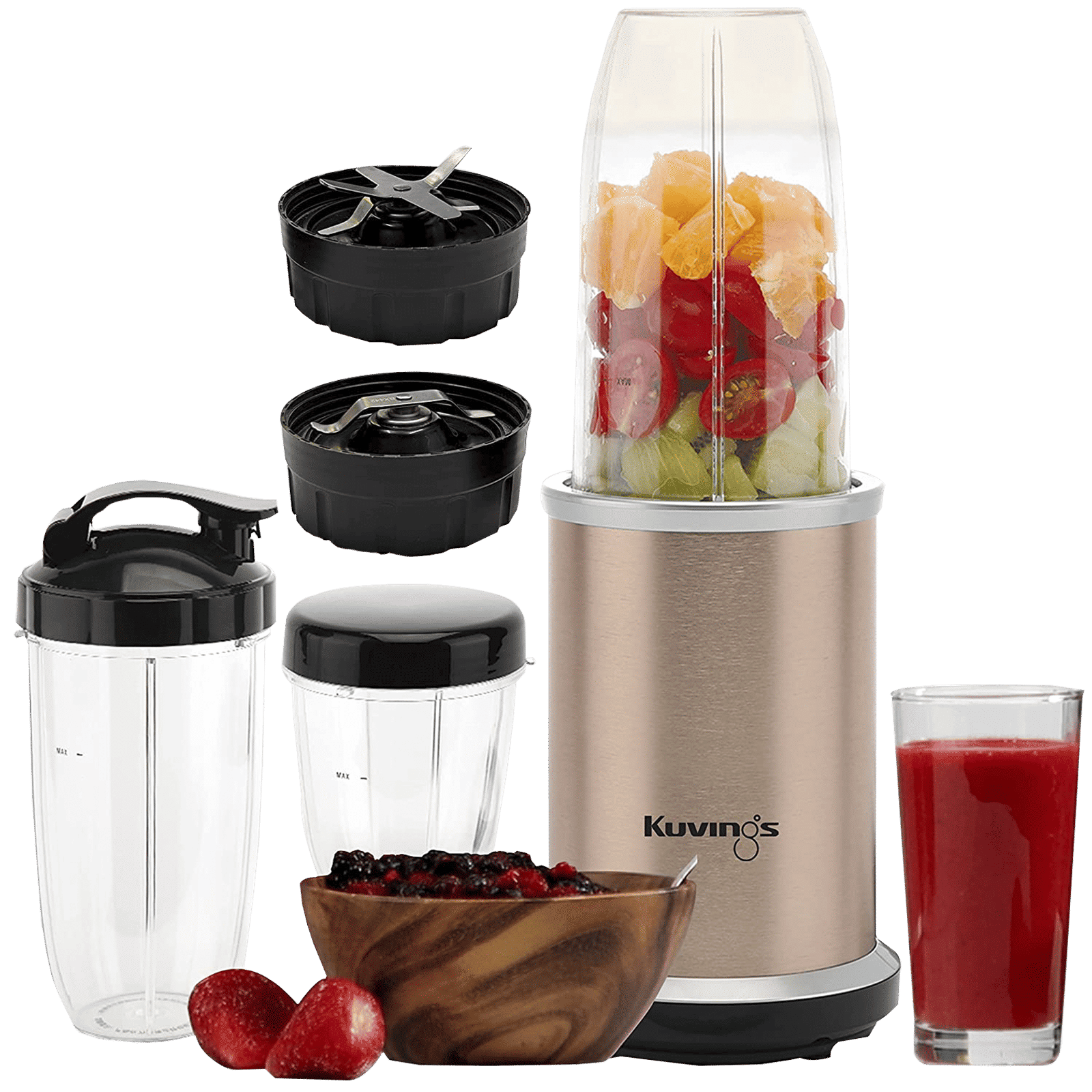 Kuvings Nutri Pro 1000 Watt 2 Jars Blender (22000 RPM, Durable & Super Quiet Motor, Champagne Gold)_1