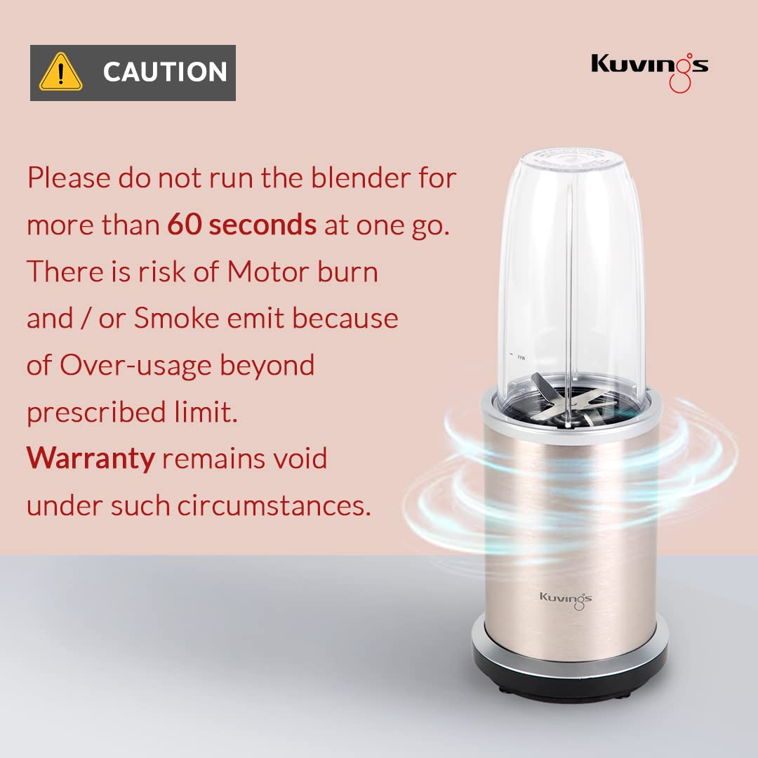 Kuvings Nutri Pro 1000 Watt 2 Jars Blender (22000 RPM, Durable & Super Quiet Motor, Champagne Gold)_5