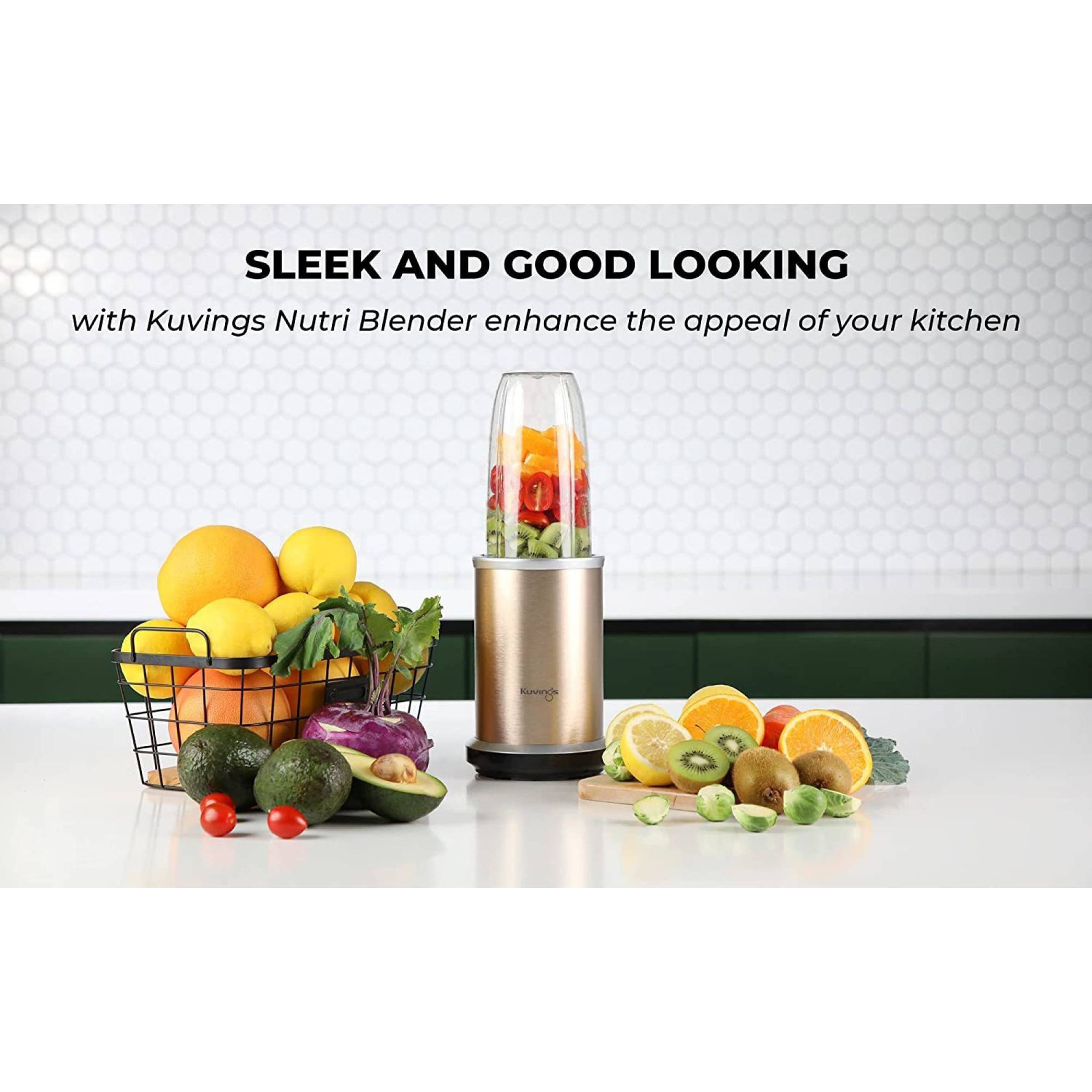 Kuvings Nutri Pro 1000 Watt 2 Jars Blender (22000 RPM, Durable & Super Quiet Motor, Champagne Gold)_11