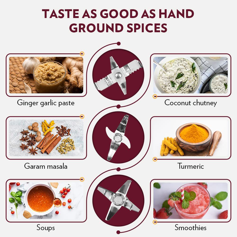 BOROSIL Fortuner 1000 Watt 4 Jars Mixer Grinder (22000 RPM, Overload Protector, Brown & Black)_8