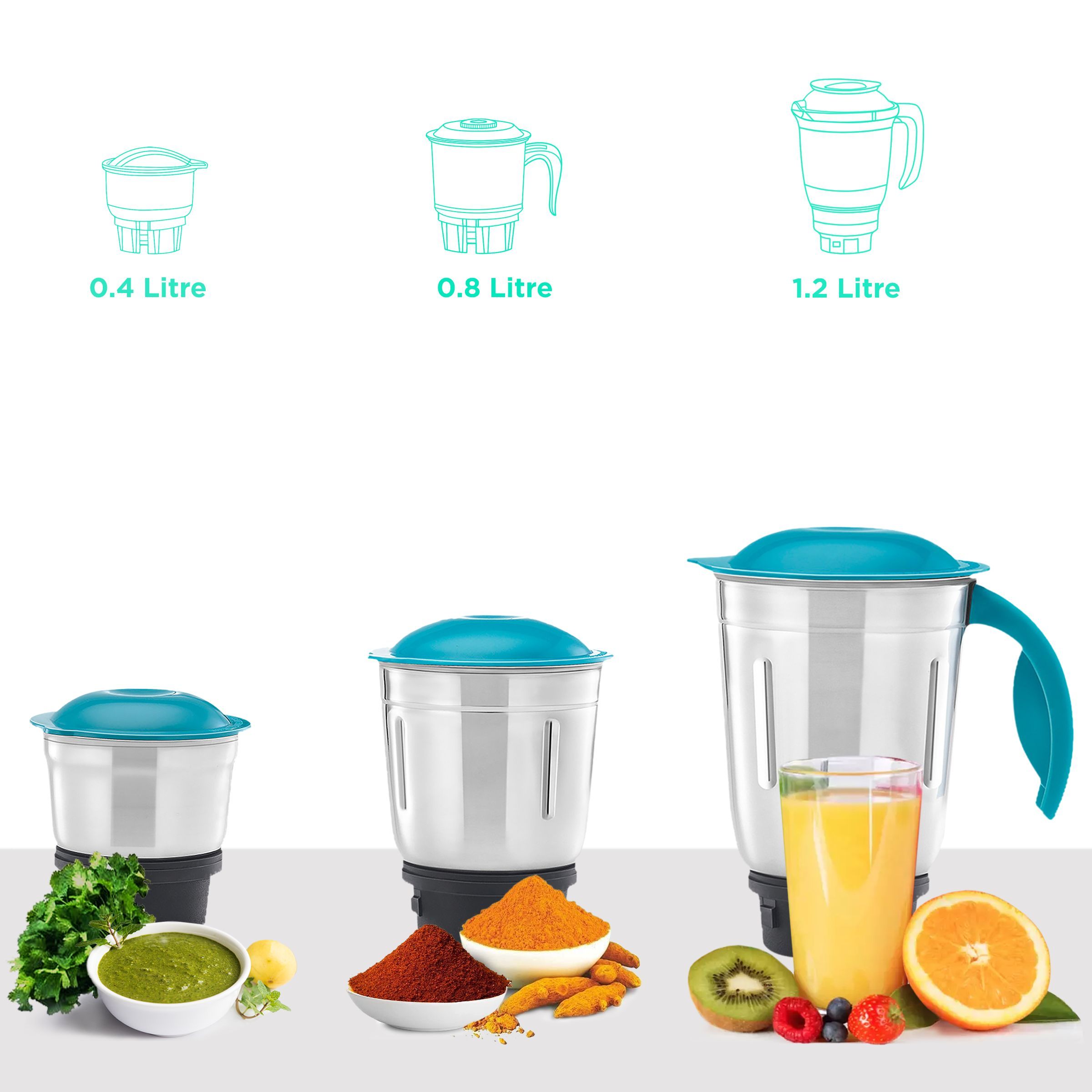 USHA Speed Master 500 Watt 3 Jars Mixer Grinder (20000 RPM, Overload Protection, Blue) USHA Speed Master 500 Watt 3 Jars Mixer Grinder (20000 RPM, Overload Protection, Blue)_4