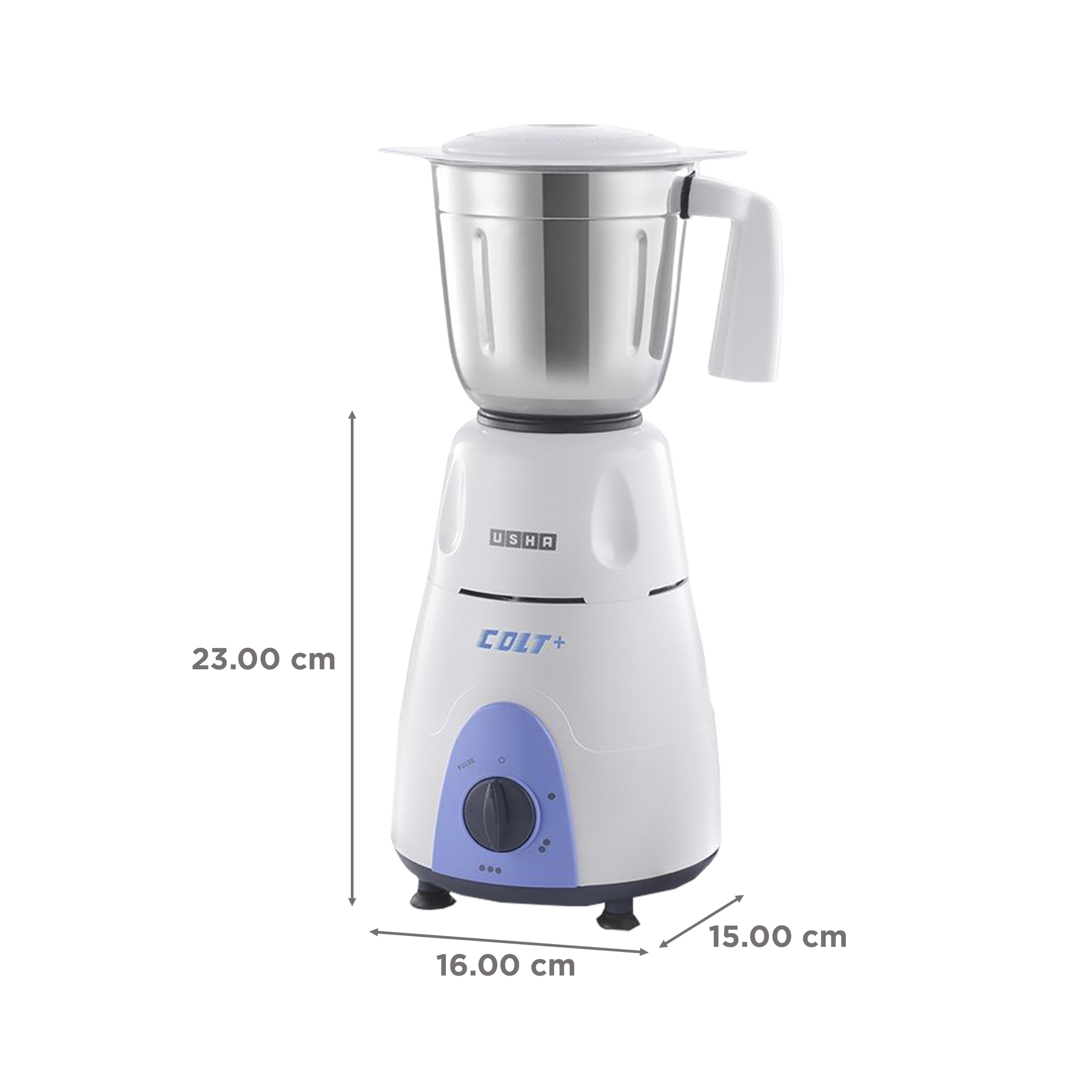 USHA Colt Plus 750 Watt 3 Jars Mixer Grinder (20000 RPM, Overload Protection, Green/White)_3